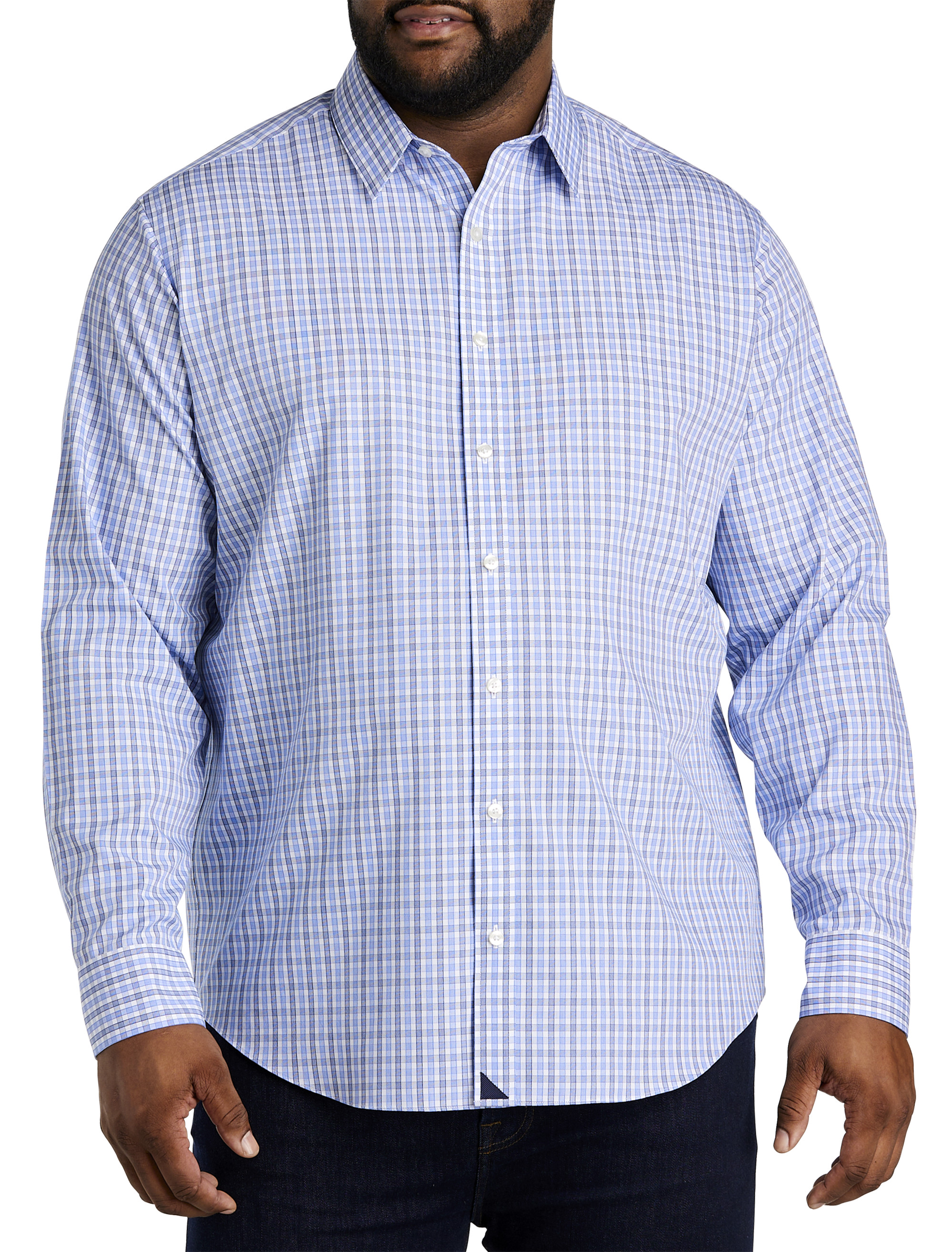 DXL Synrgy Big and Tall Large Plaid Sport Shirt, Black Grey, 1XL at   Men's Clothing store