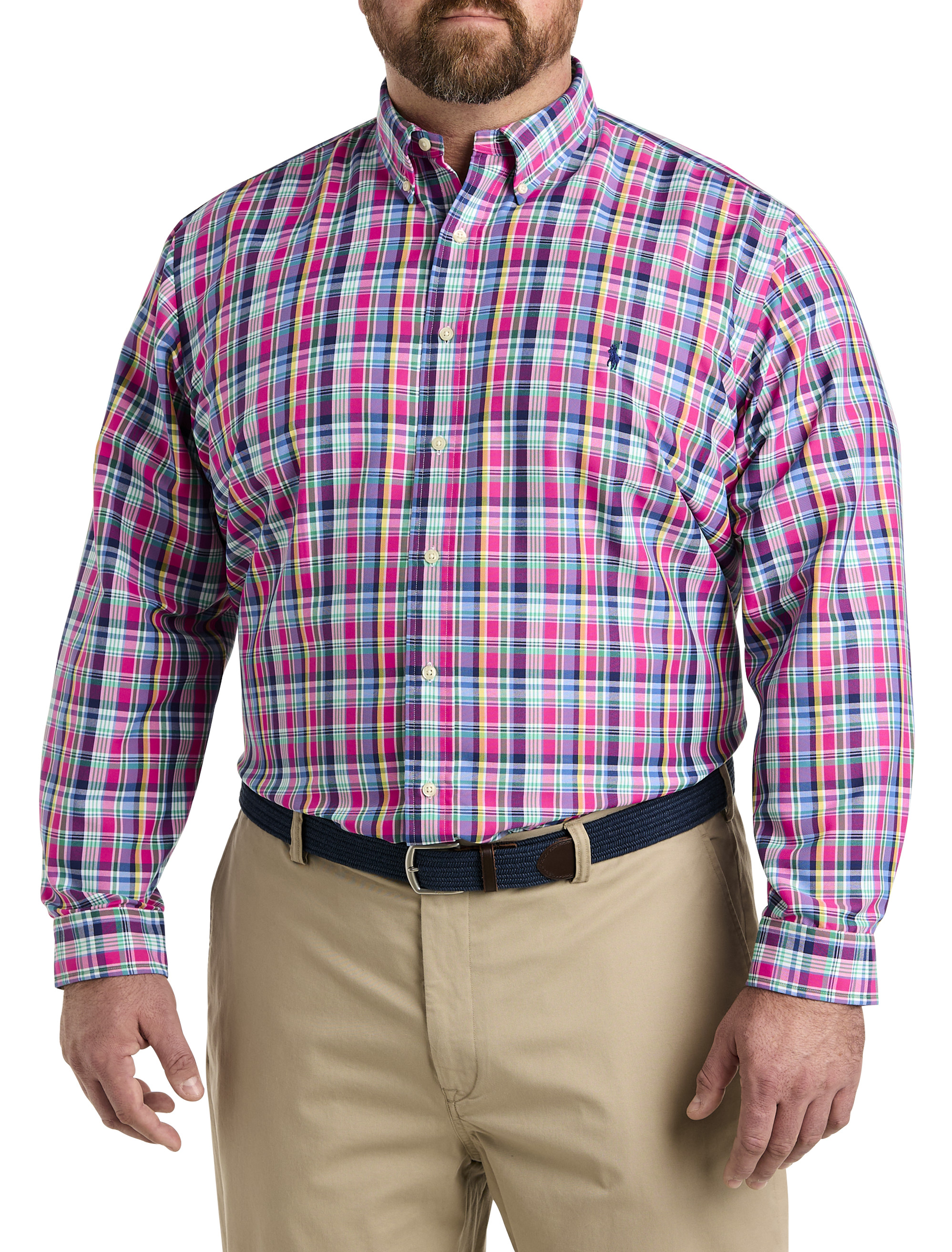 Ralph Lauren, Shirts, Ralph Lauren Mens 3xb Short Sleeve Button Down  Shirtpink Green Check Pink Logo