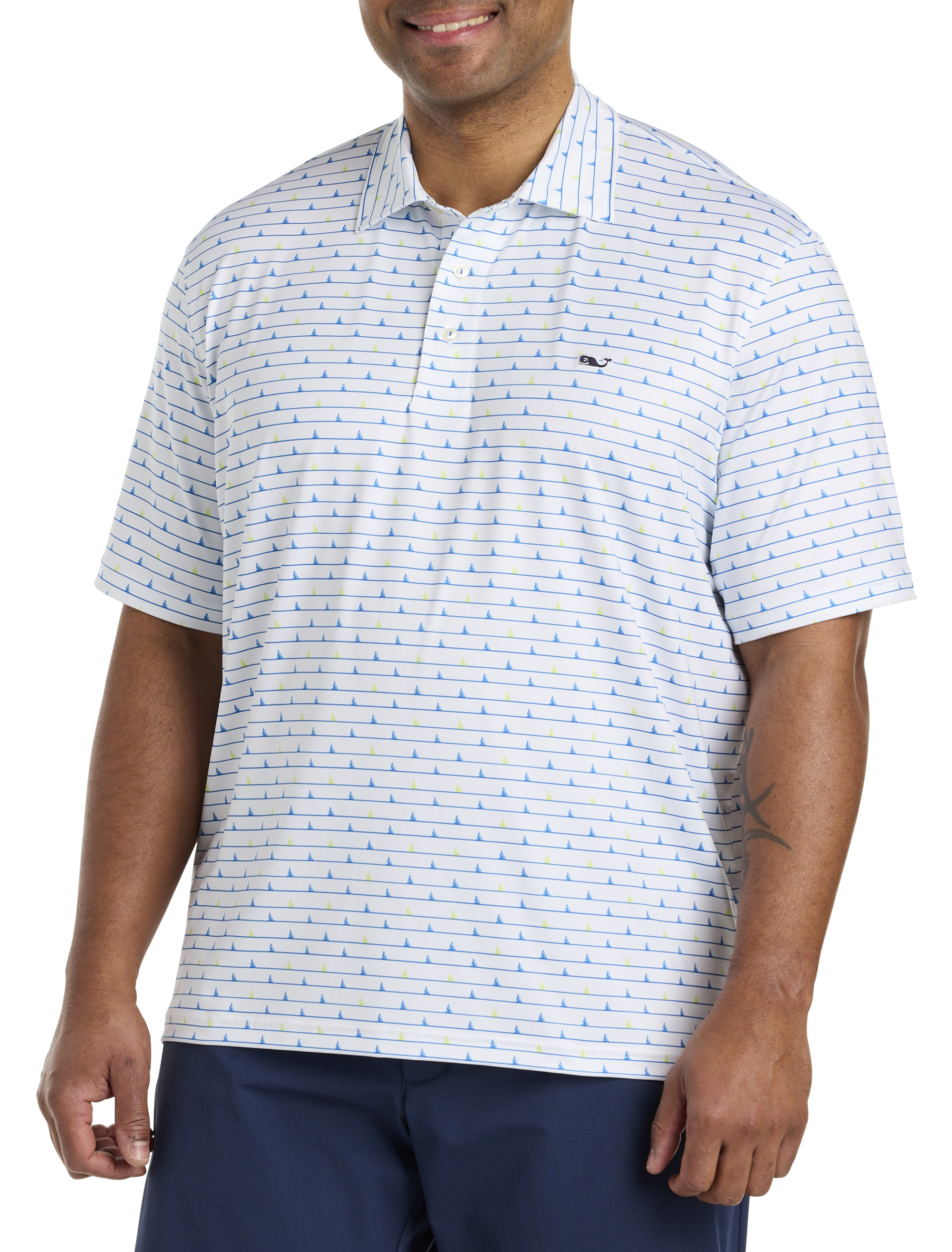 BIG & TALL NAVTECH BOAT PRINT SHIRT