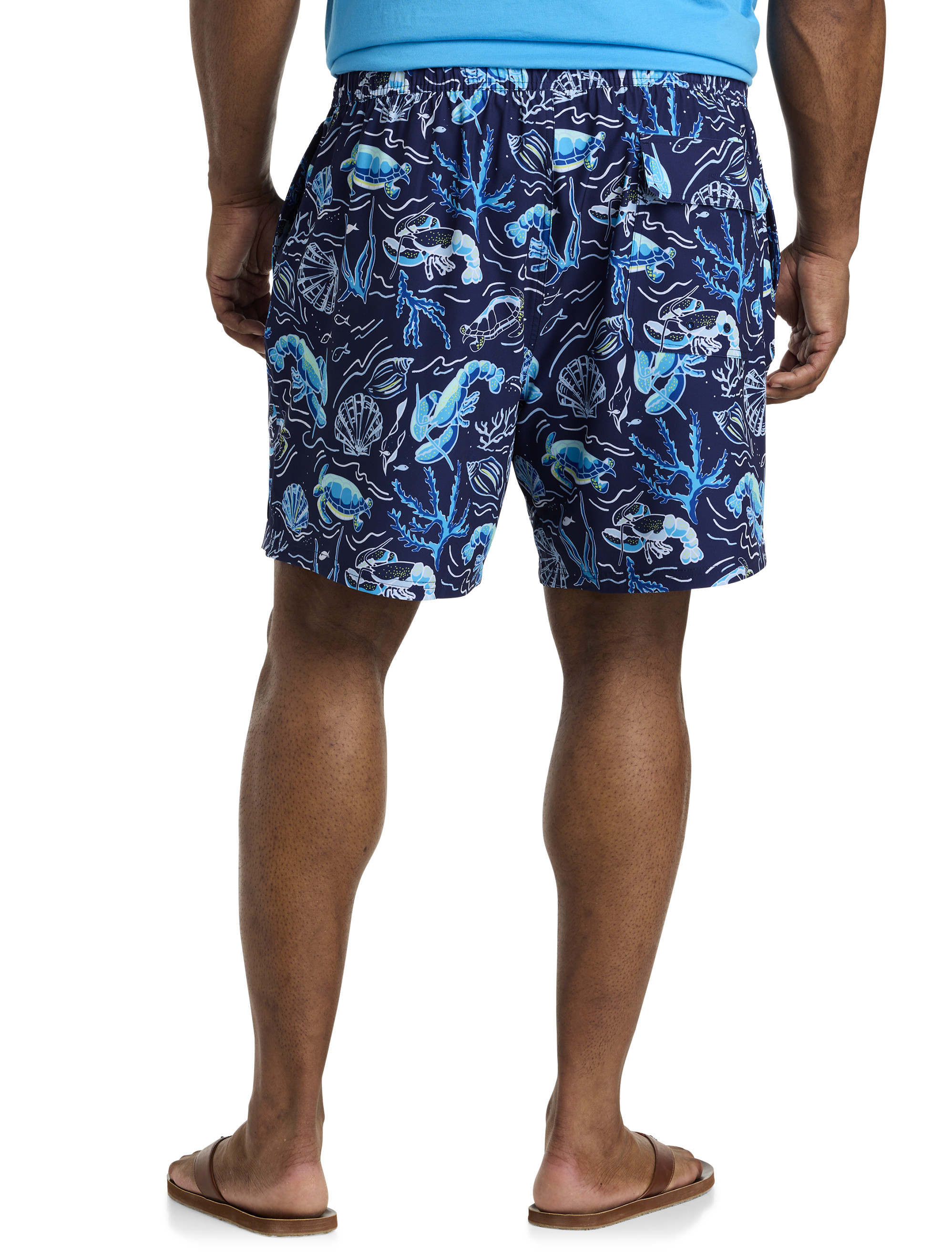 Roundtree & Yorke Men's Big & Tall Swim Trunks (Ocean Blue 255, 4X-Large  Big) 