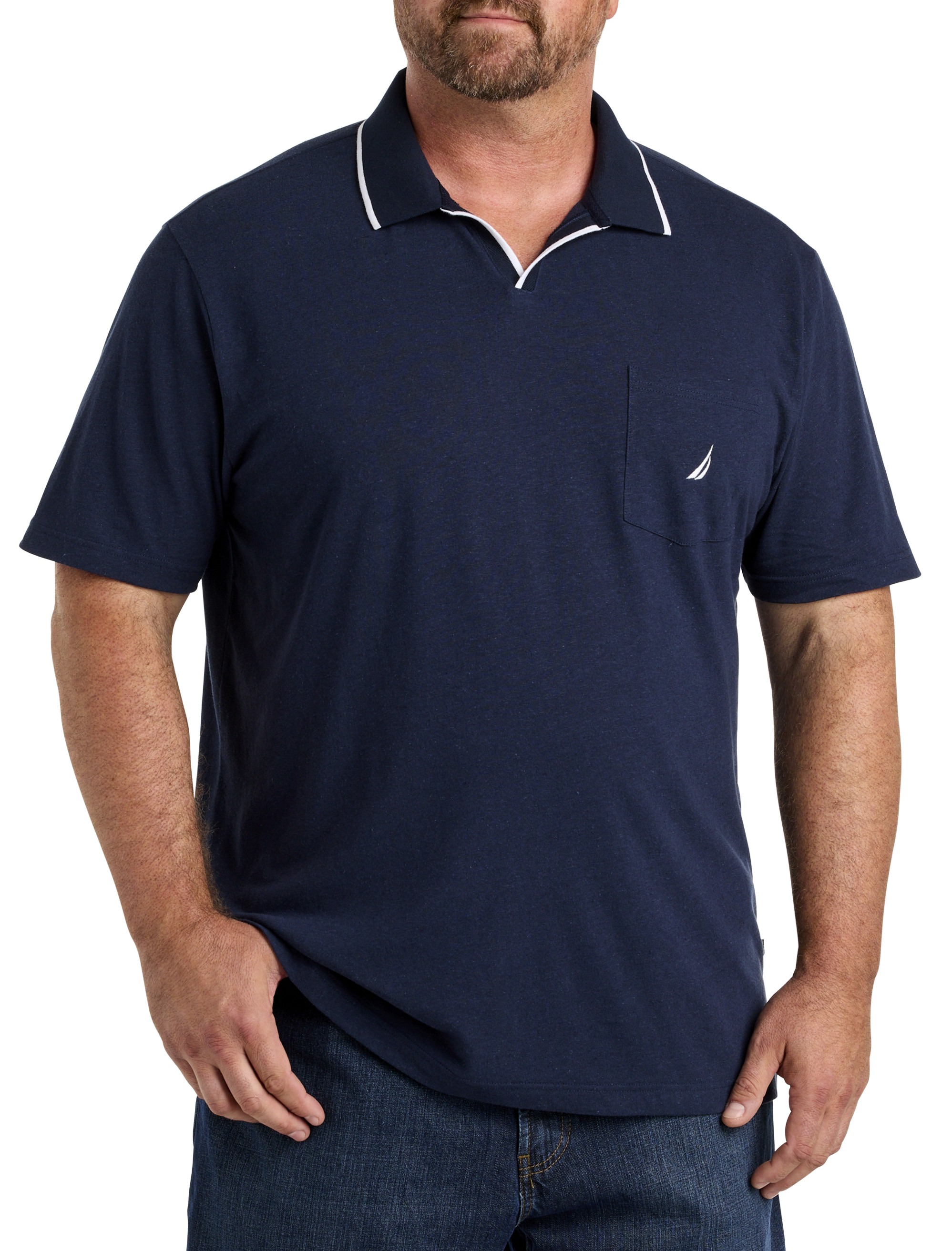 Nautica Men s Big Tall Split Collar Polo Shirt Blue Polo Shirts