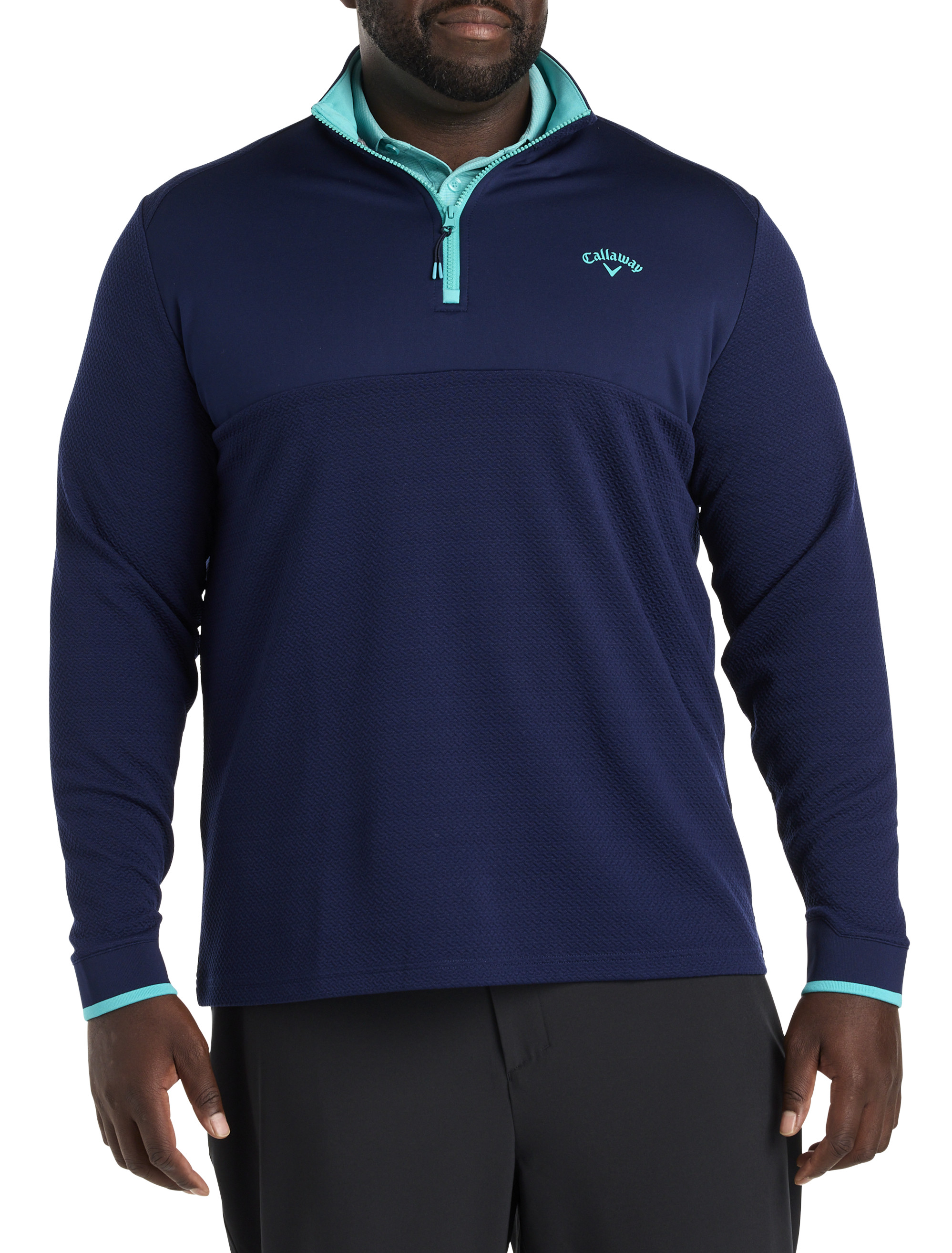 Big + Tall | Callaway 1/4-Zip Textured Mixed Media Pullover | DXL