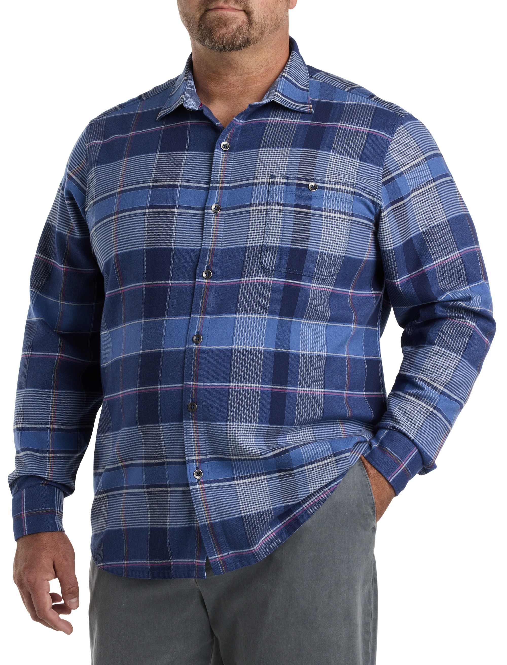 Canyon Beach Stretch Pebble Cay Plaid Flannel Shirt - thumbnail 2