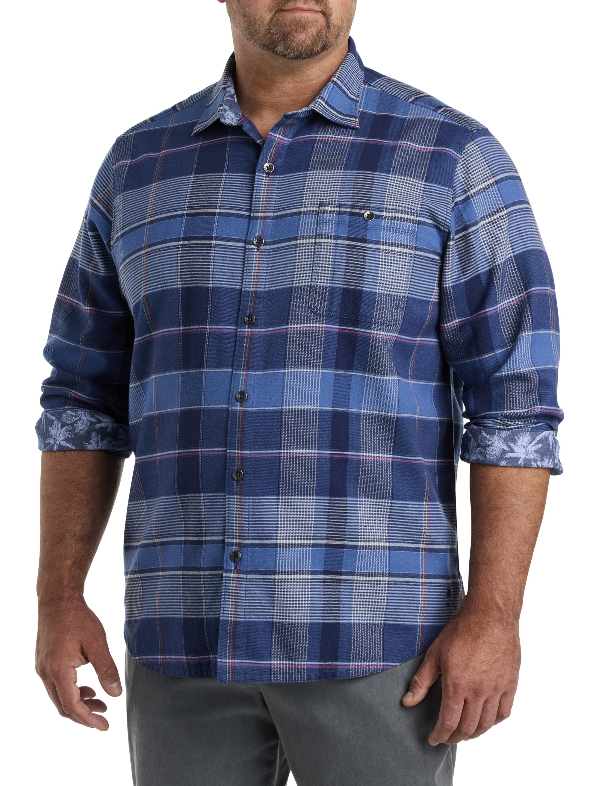 Canyon Beach Stretch Pebble Cay Plaid Flannel Shirt