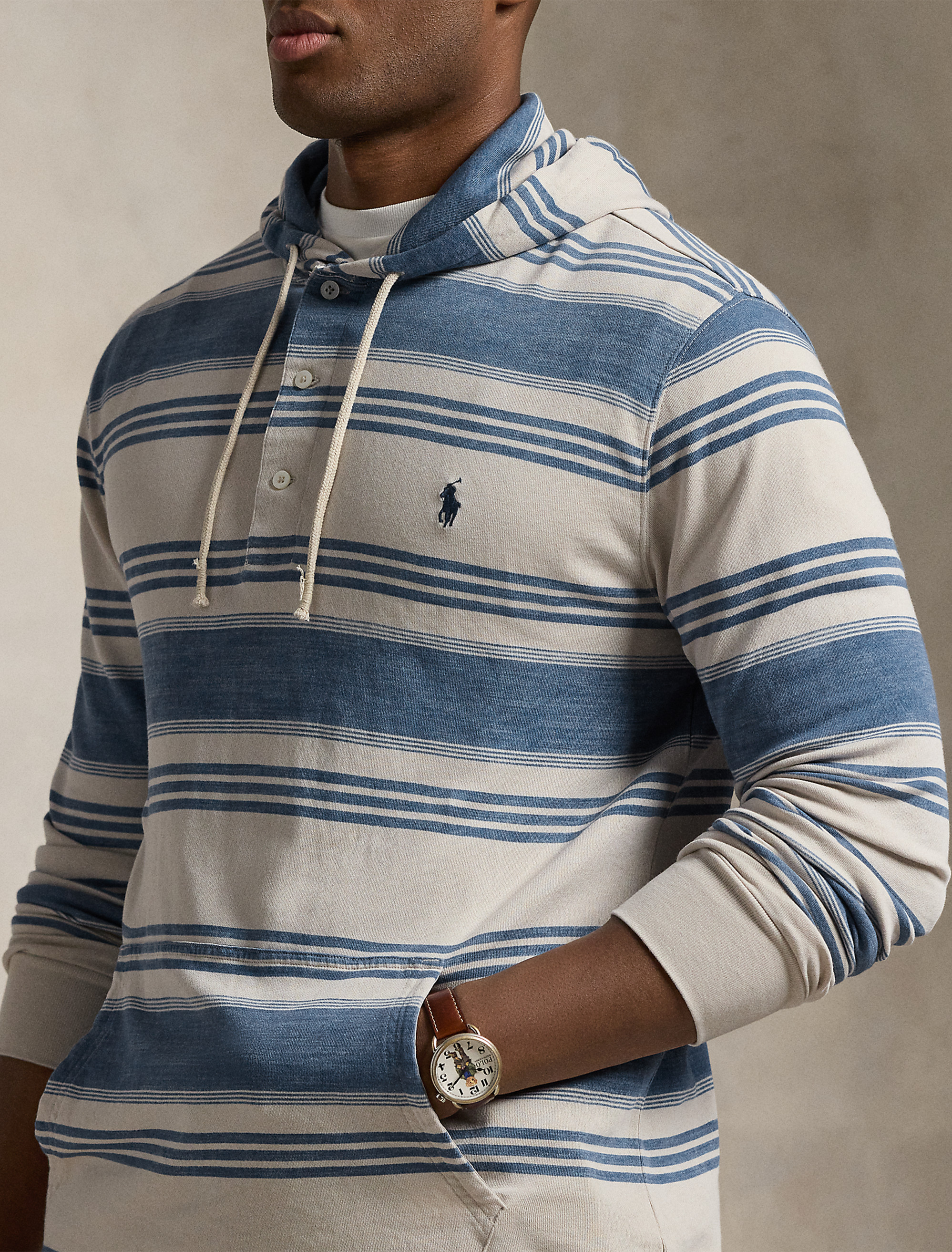 Big + Tall | Polo Ralph Lauren Striped Spa Terry Hoodie | DXL