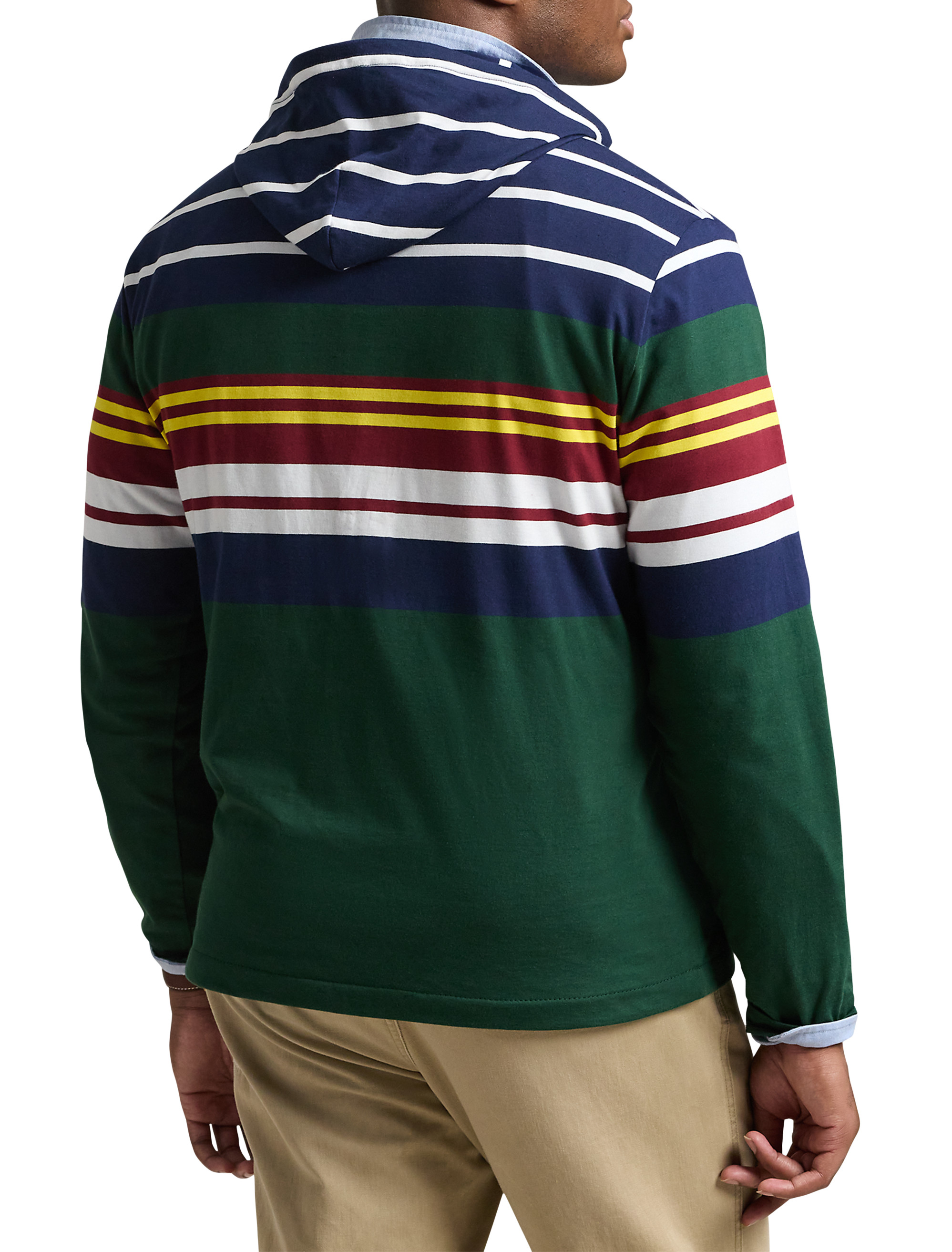 Striped Long-Sleeve Hooded T-Shirt 