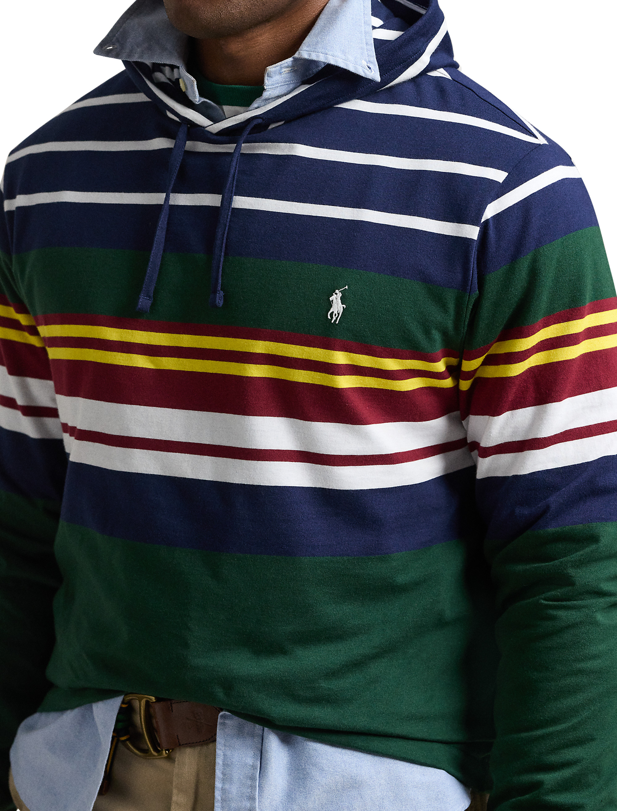 Striped Long-Sleeve Hooded T-Shirt 