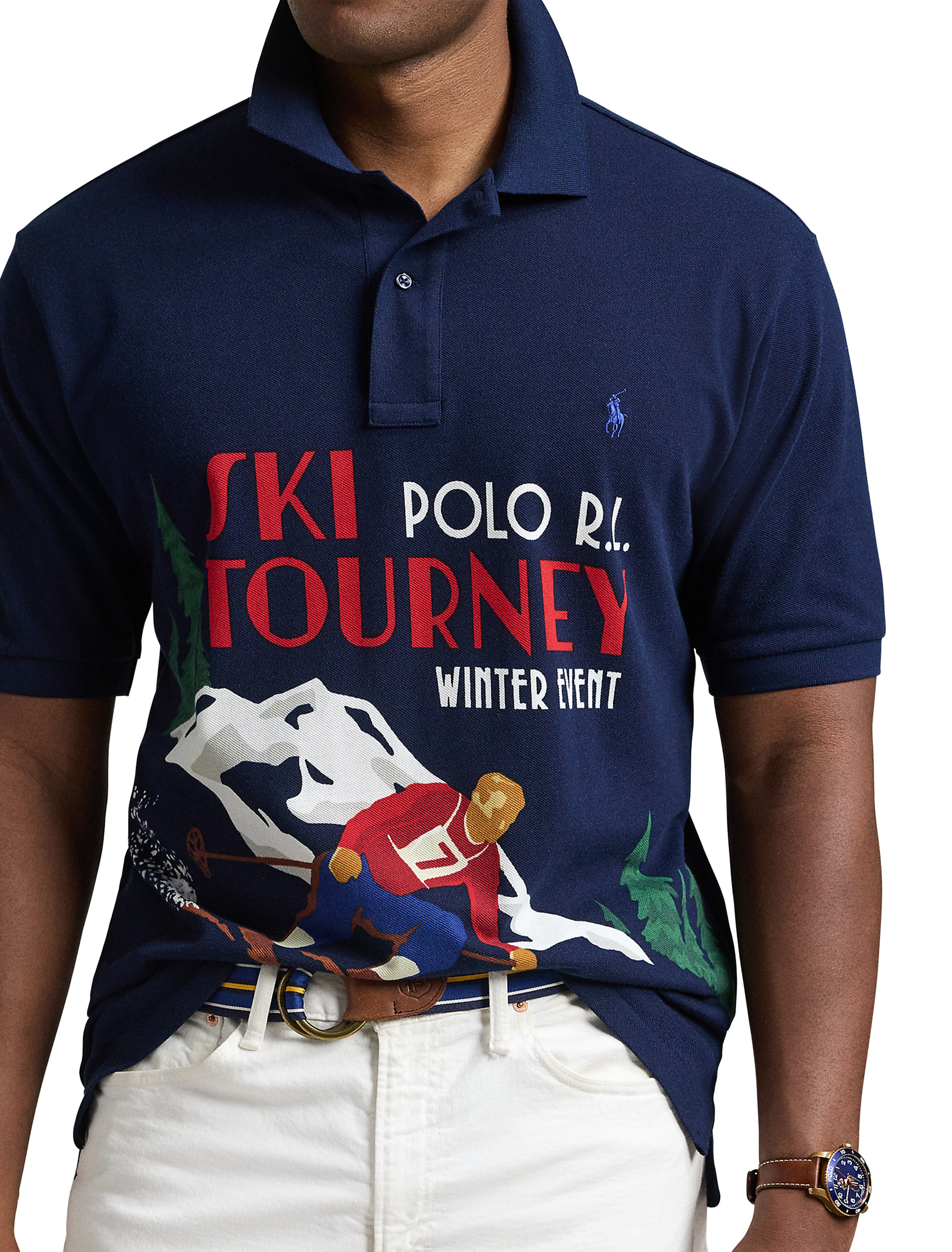 Big + Tall | Polo Ralph Lauren Ski-Print Mesh Polo Shirt | DXL