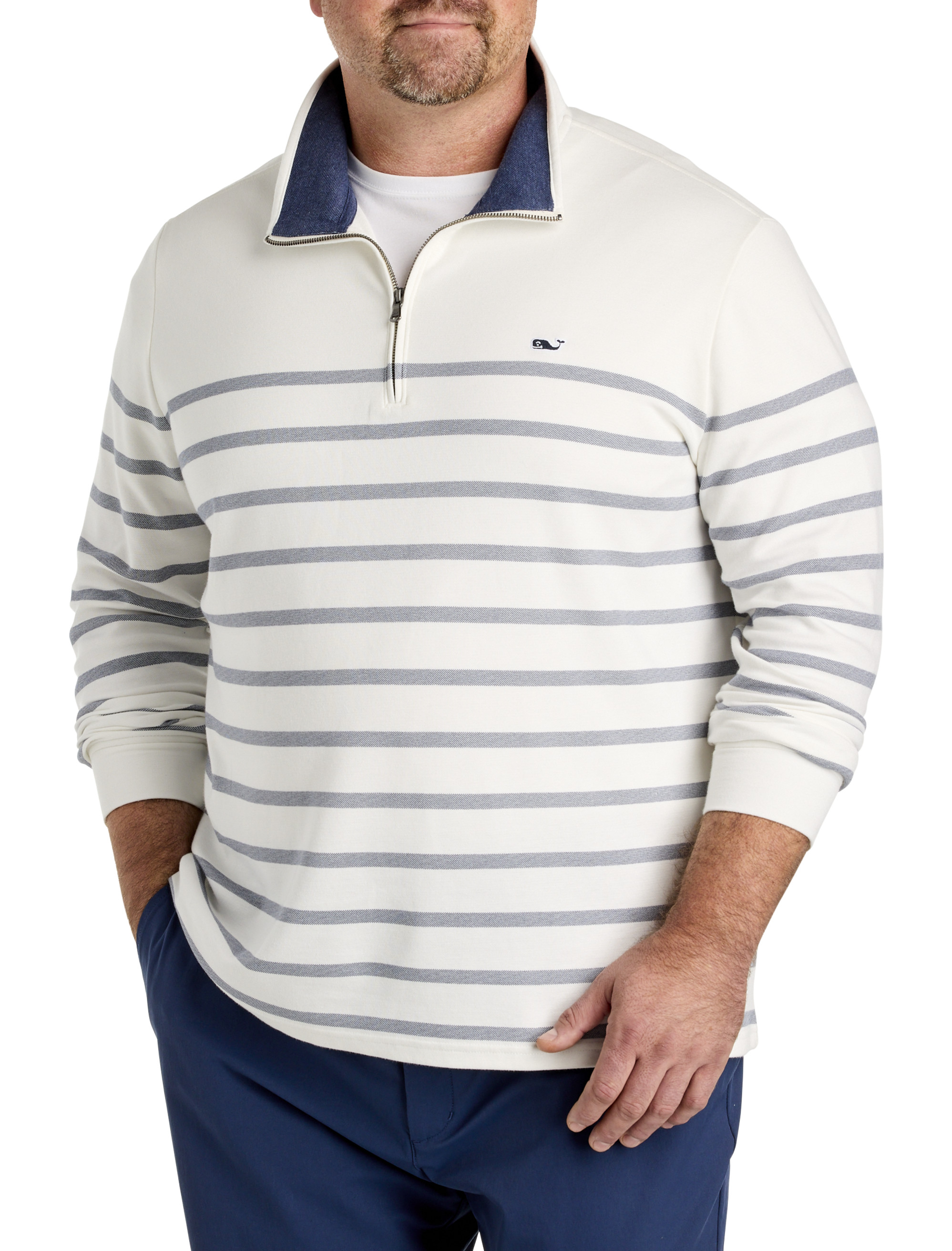 Big + Tall | Vineyard Vines Brenton Stripe Saltwater 1/4-Zip