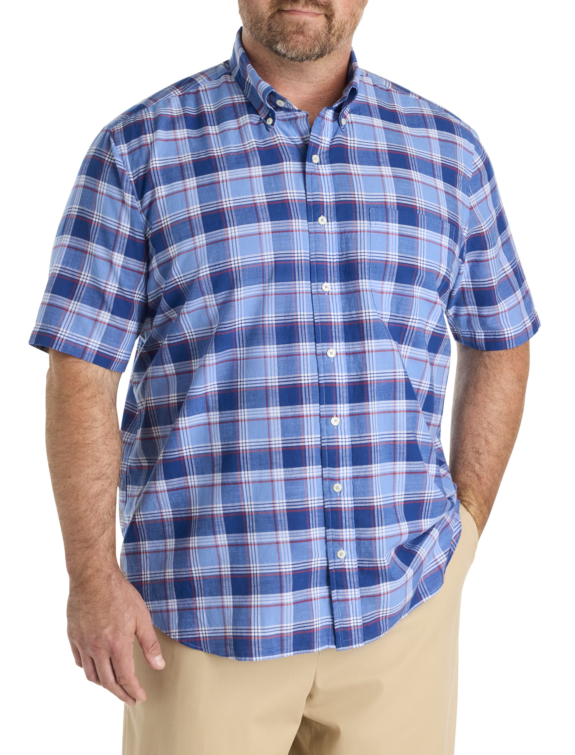 Non-Iron Madras Plaid Sport Shirt