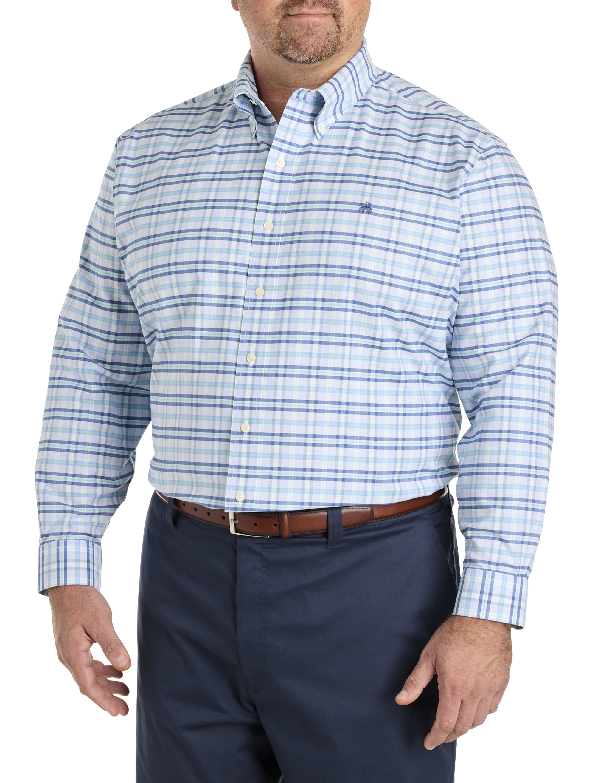 Non-Iron Plaid Oxford Sport Shirt