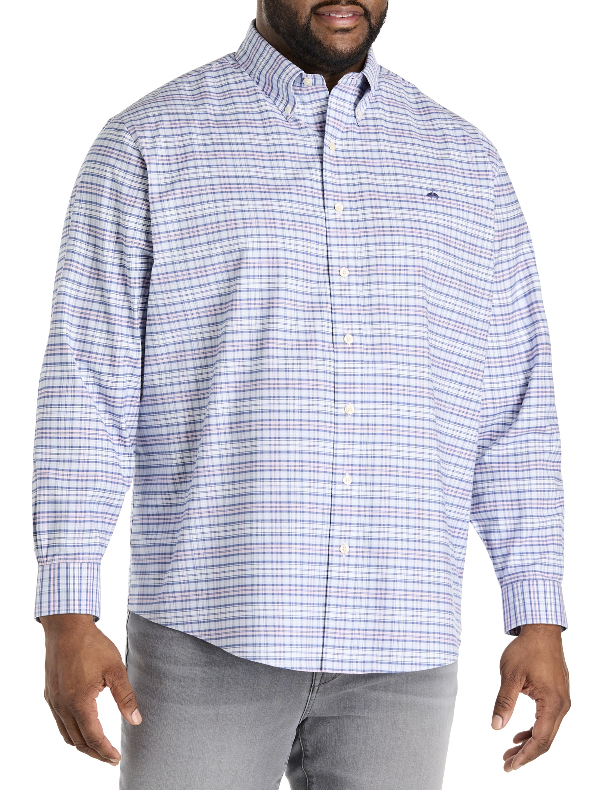 Non-Iron Plaid Oxford Sport Shirt - thumbnail 2