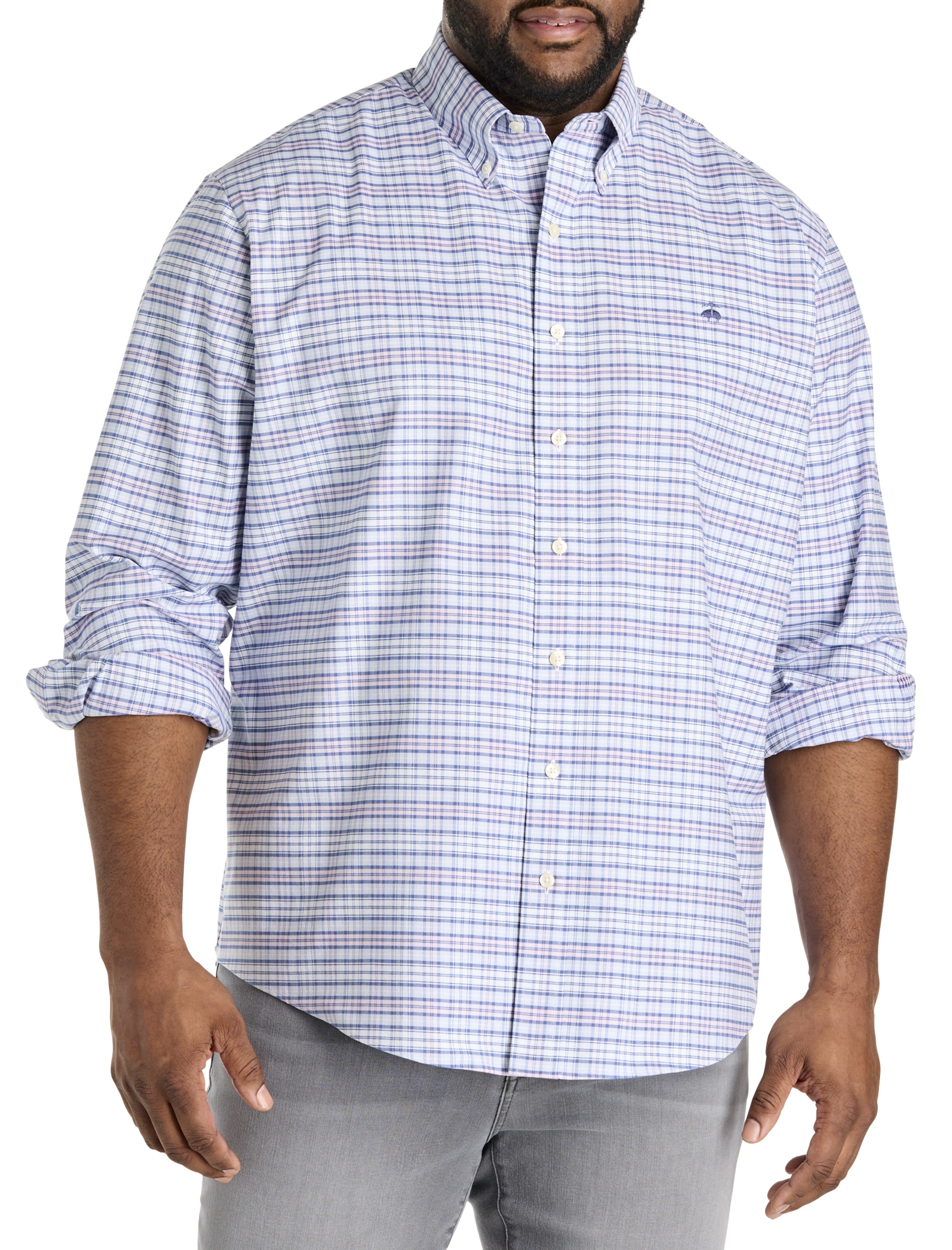 Non-Iron Plaid Oxford Sport Shirt