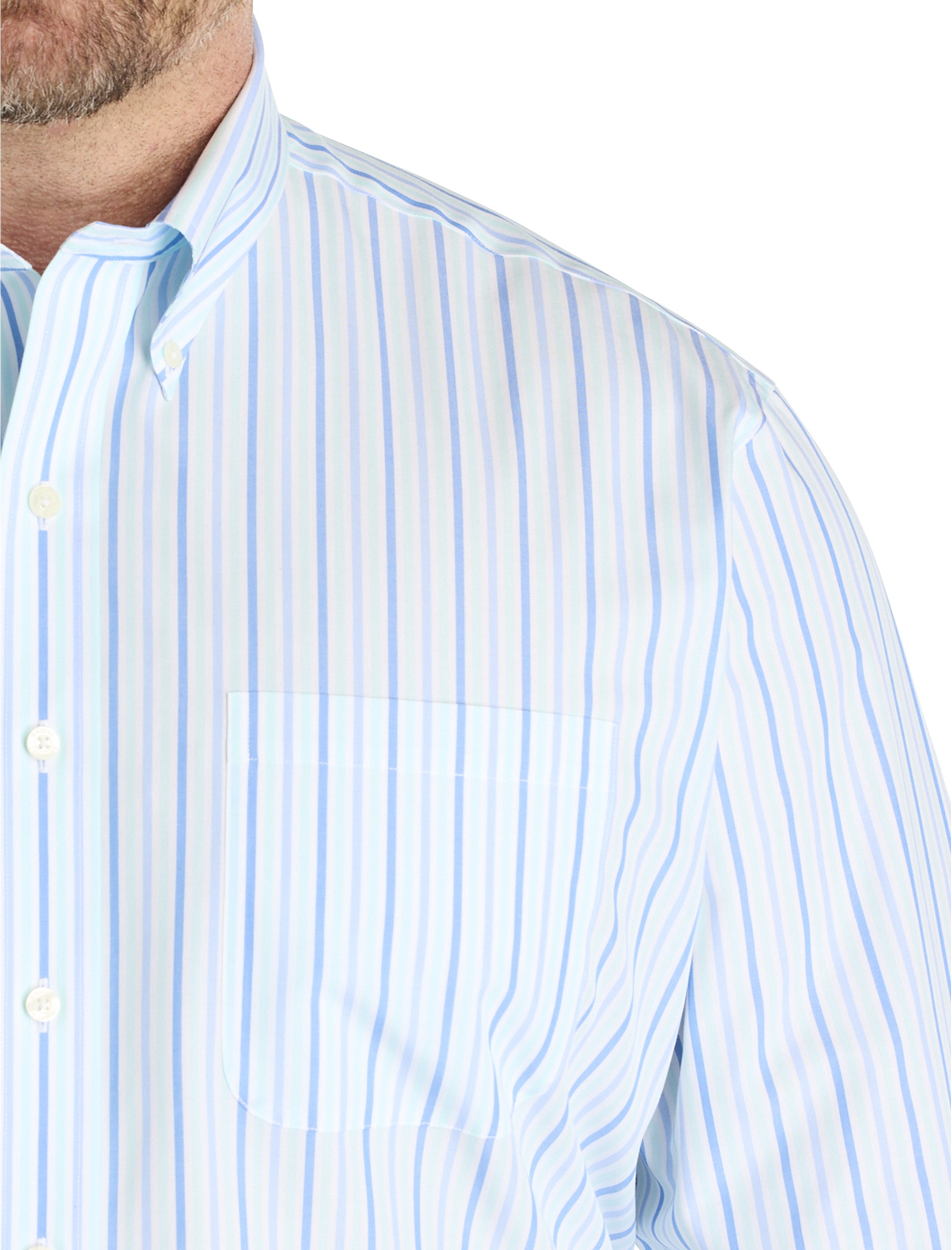 Non-Iron Striped Broadcloth Sport Shirt - thumbnail 3