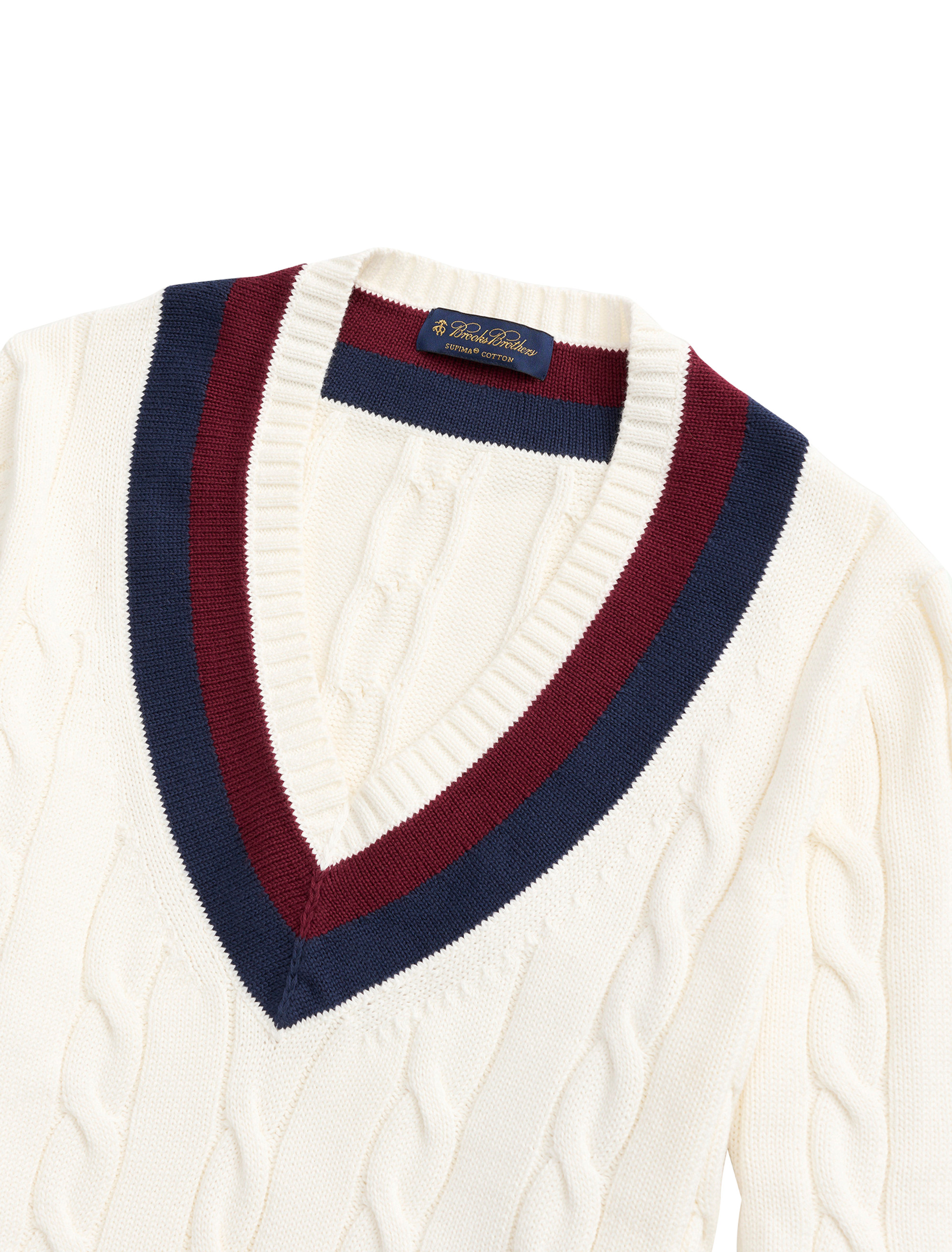 Big + Tall | Brooks Brothers Cable V-Neck Sweater | DXL