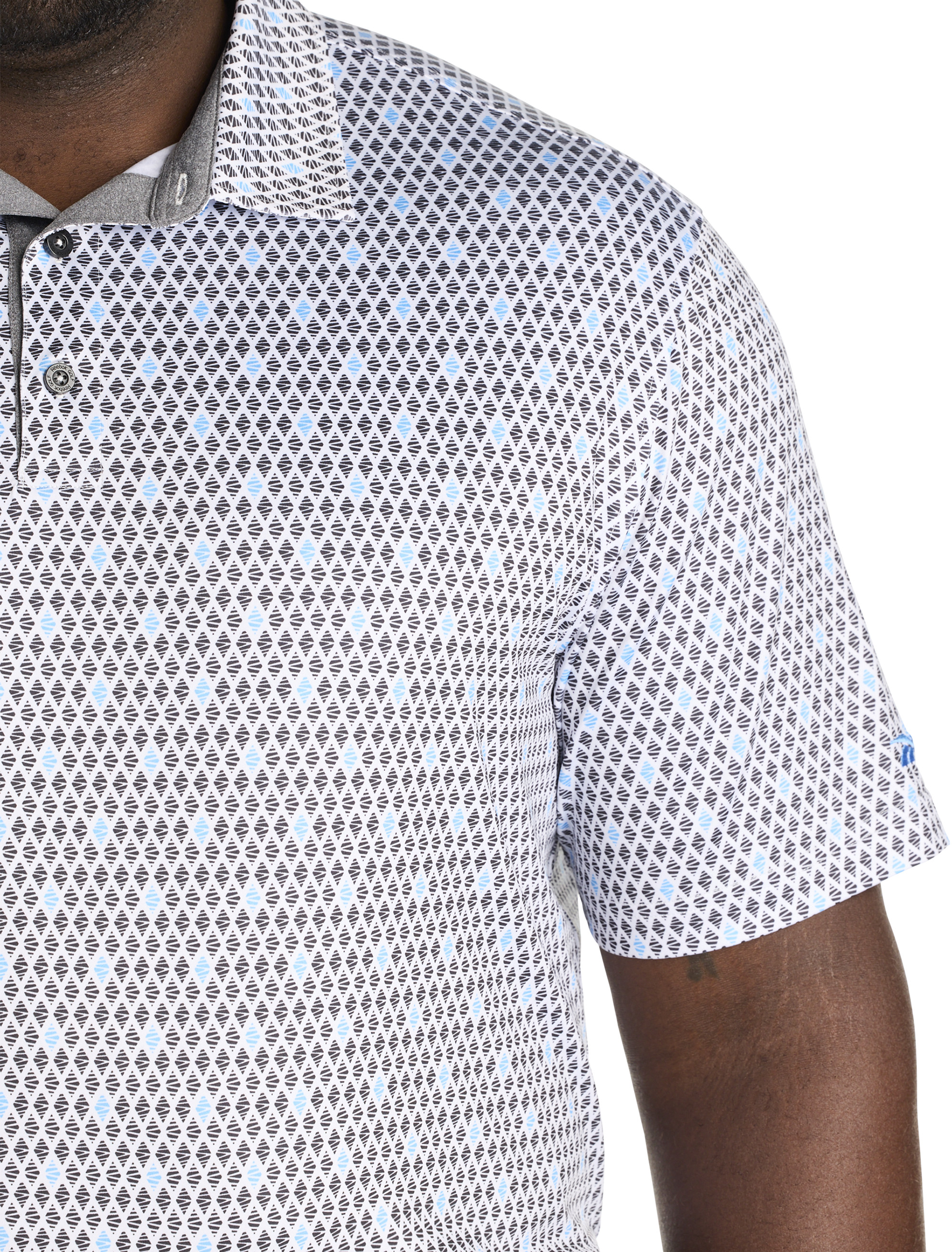 Contrast Diamond Print Polo Shirt