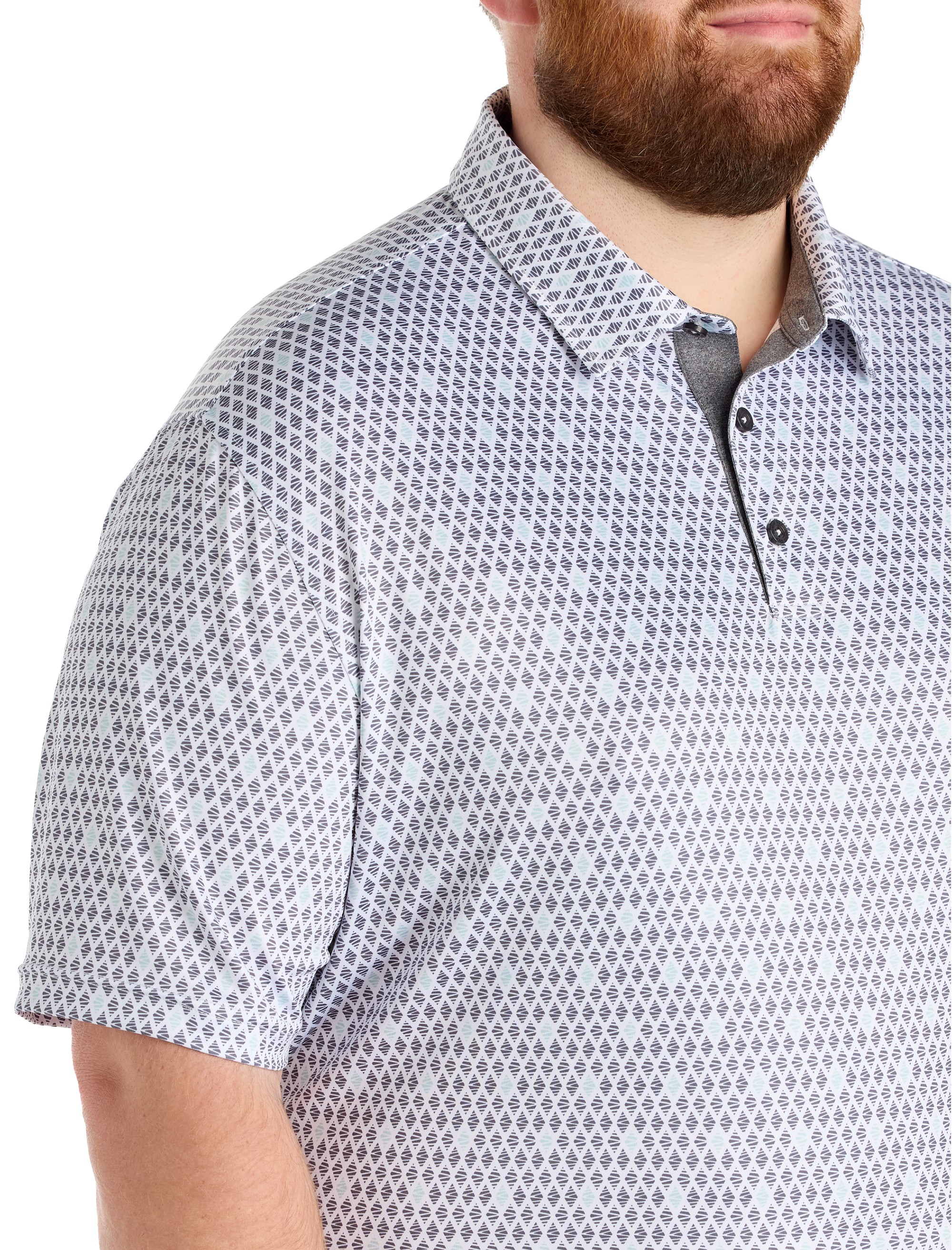 Contrast Diamond Print Polo Shirt - thumbnail 2