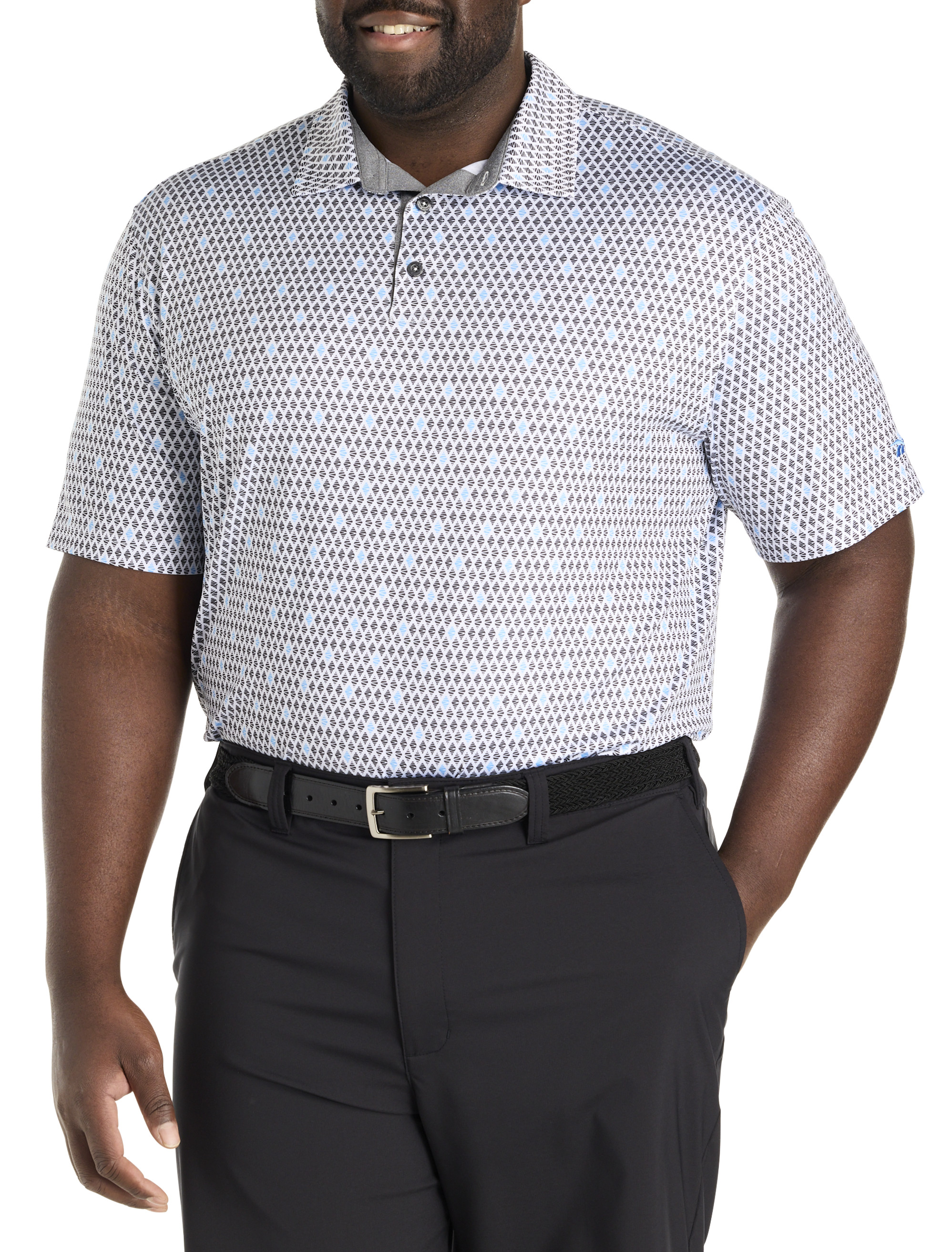 Contrast Diamond Print Polo Shirt