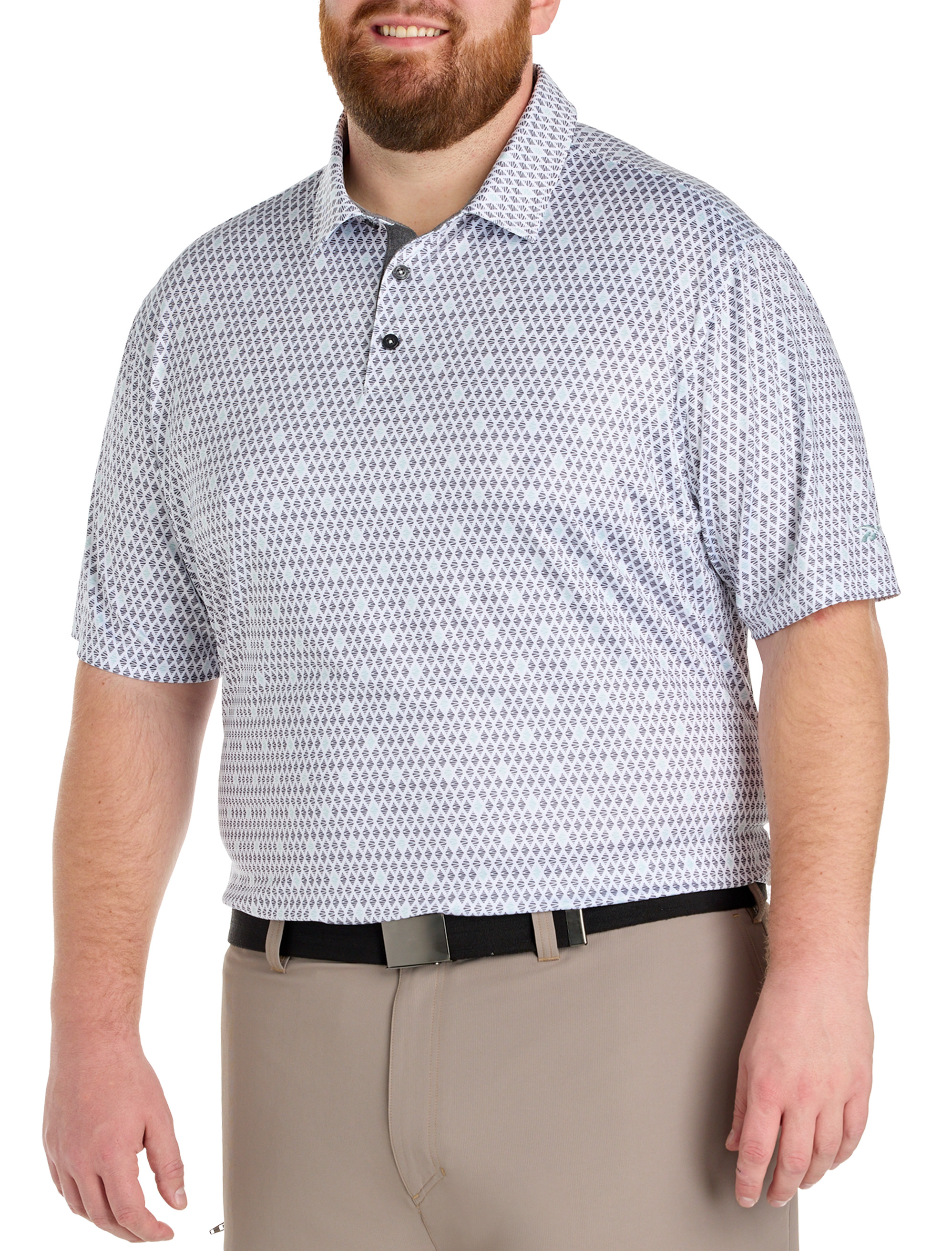 Contrast Diamond Print Polo Shirt