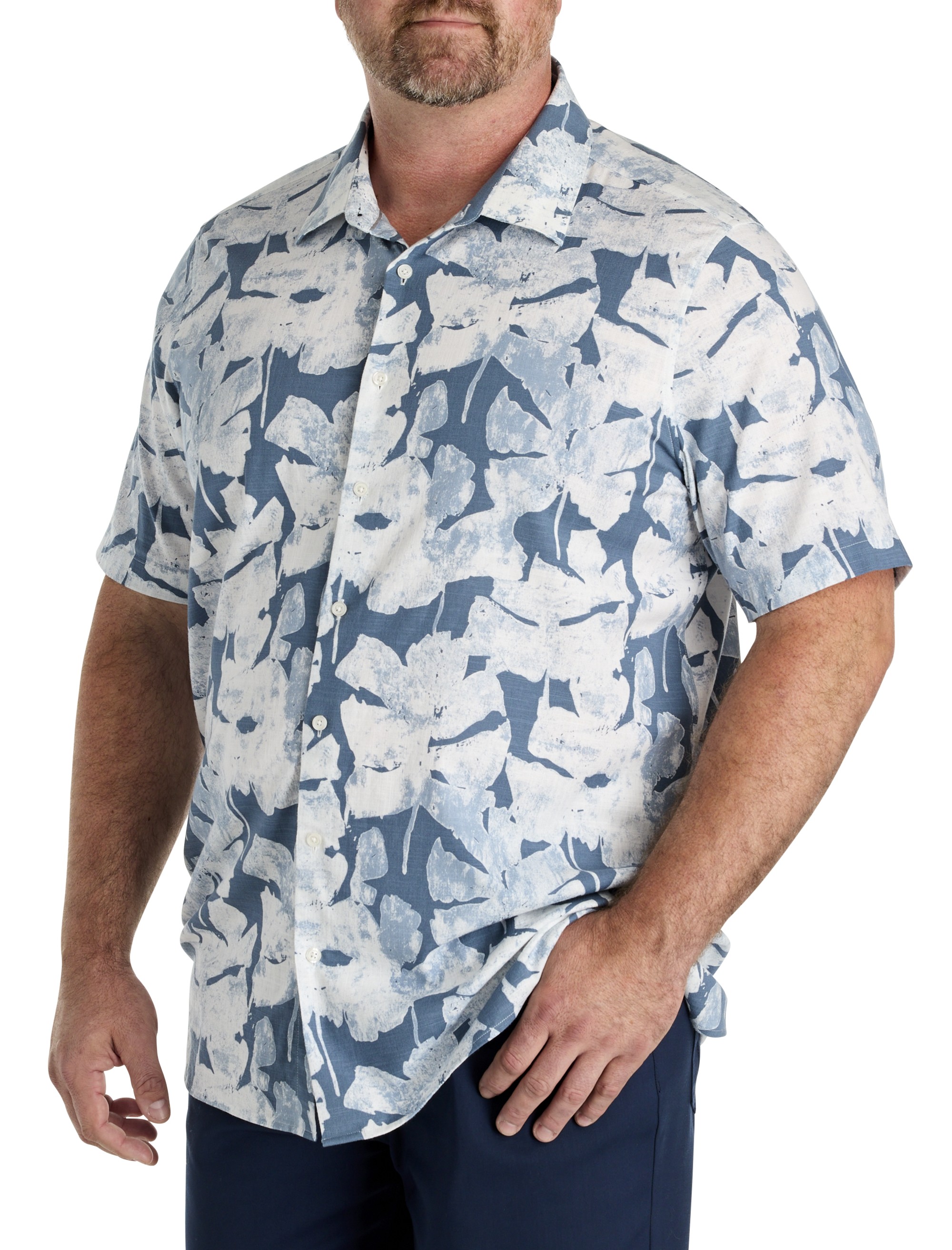 Abstract Leaf Patterned Sport Shirt