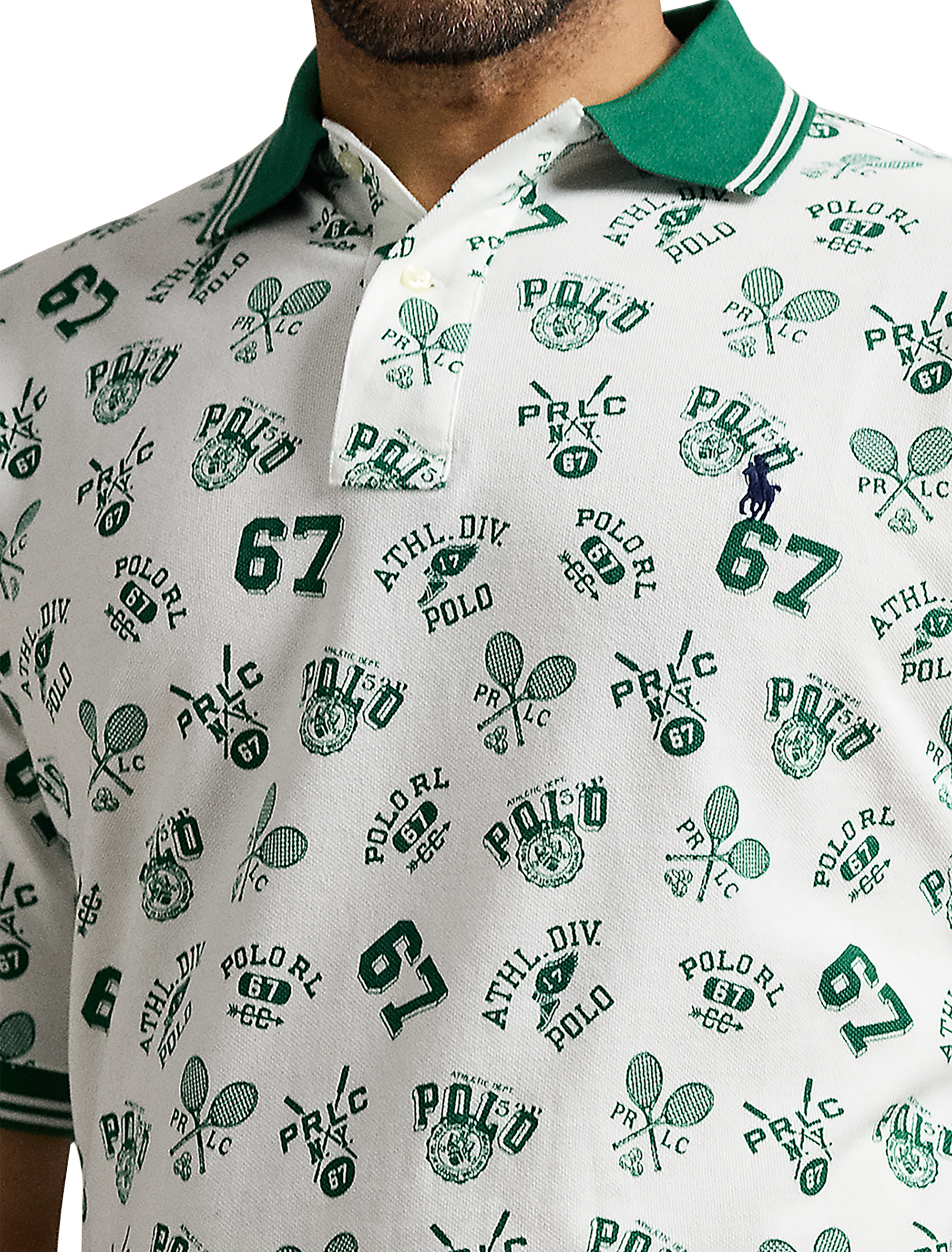 Printed Mesh Polo Shirt