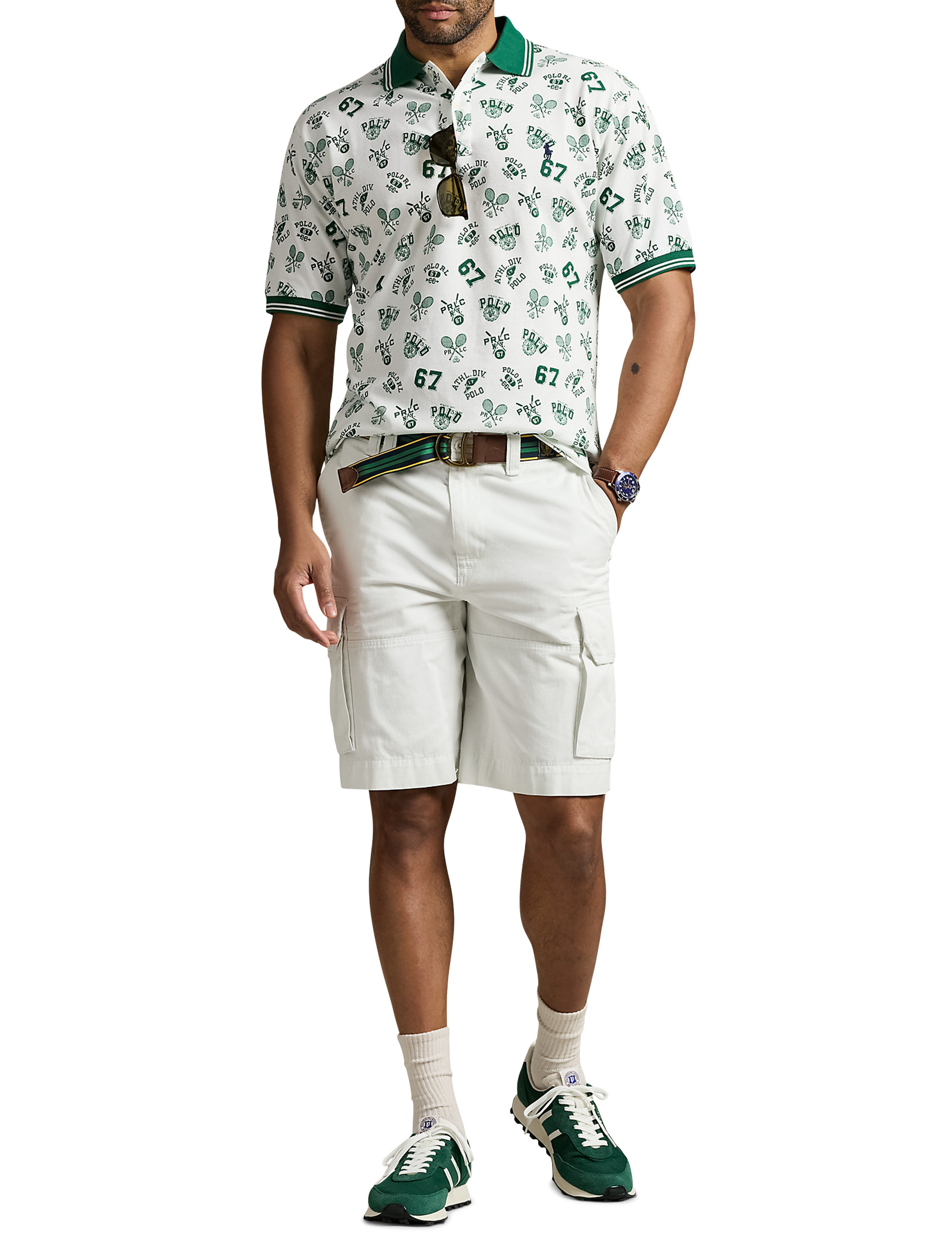 Printed Mesh Polo Shirt