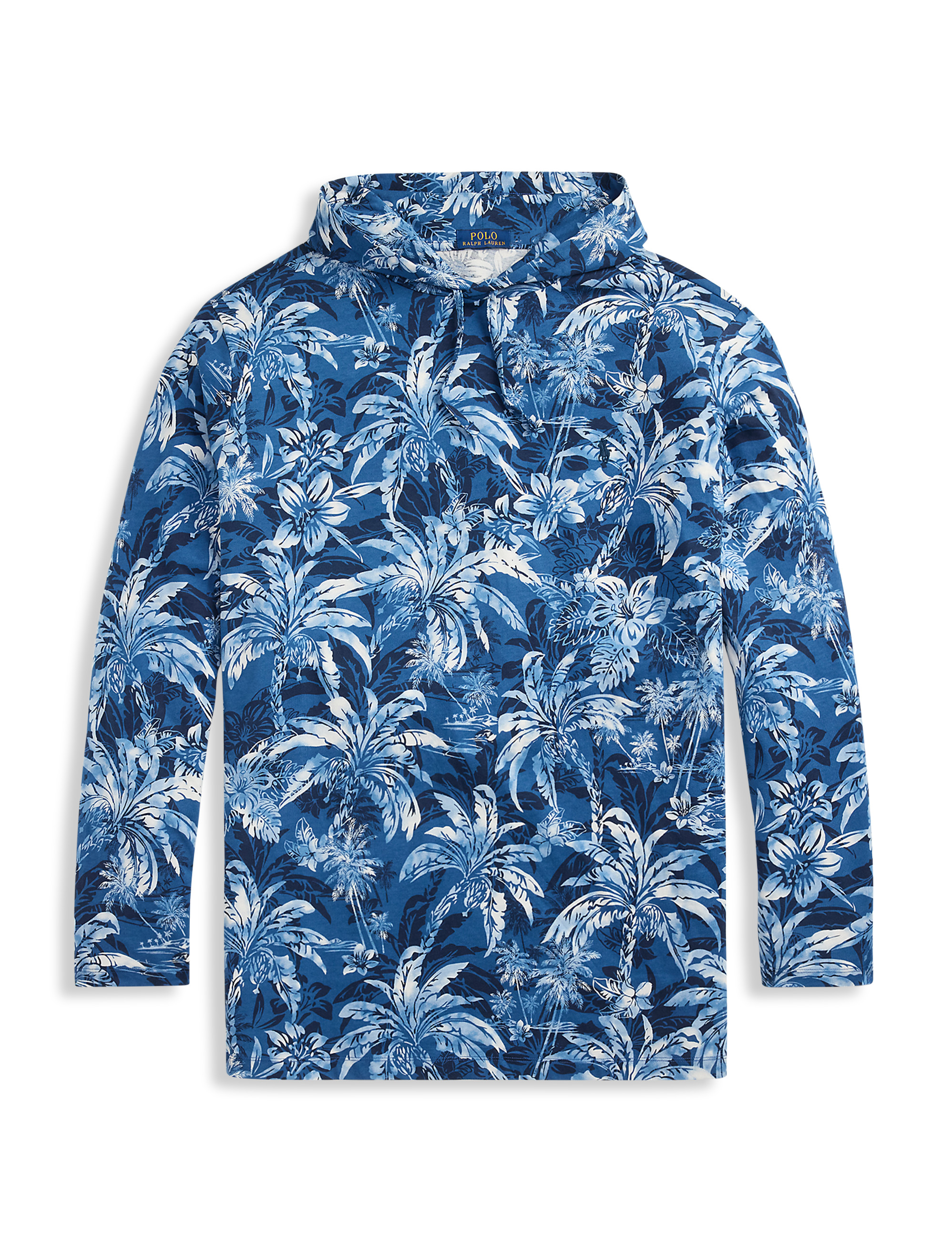 Tropical-Print Long-Sleeve Hooded T-Shirt