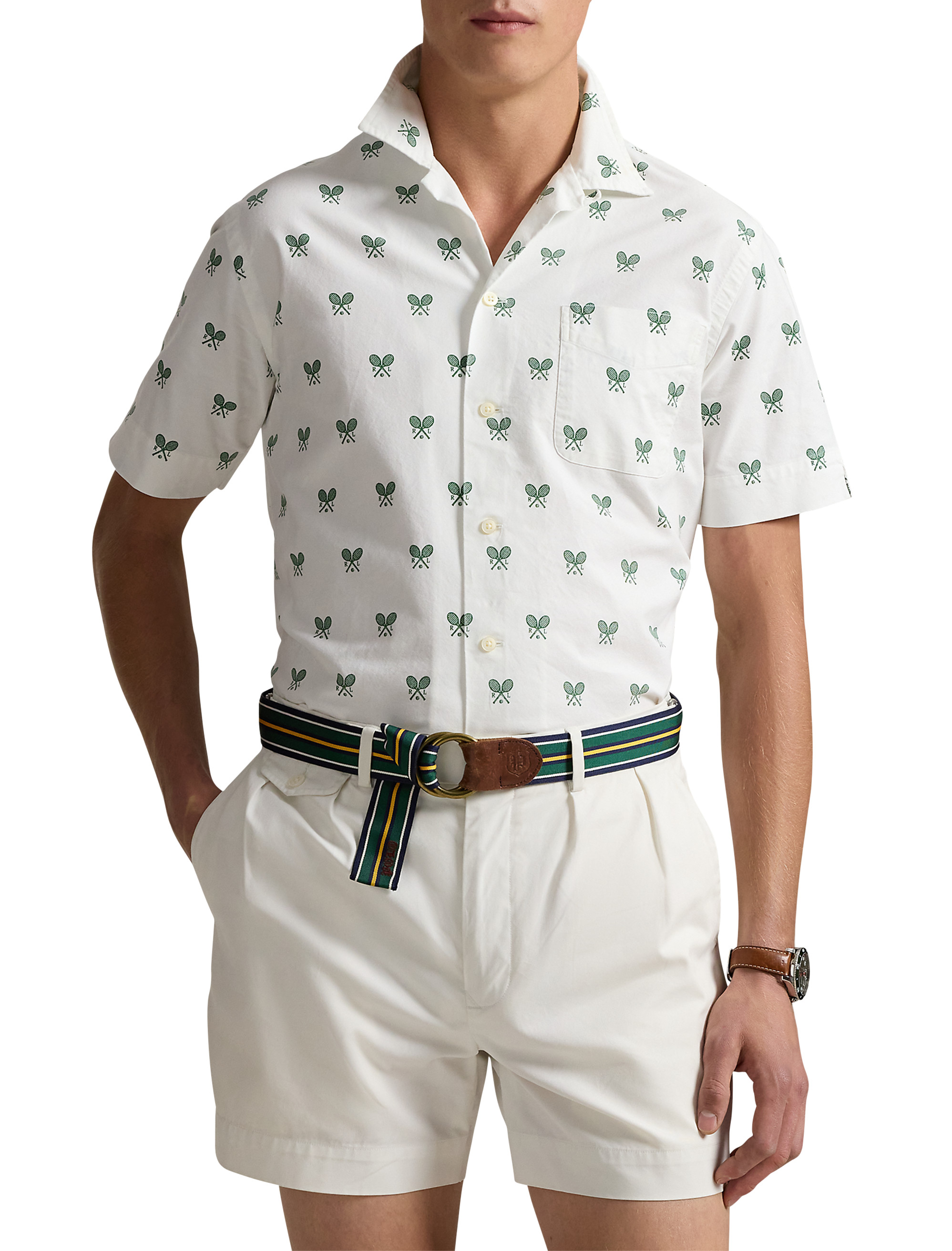 Big + Tall | Polo Ralph Lauren Racquet-Print Oxford Sport Shirt | DXL