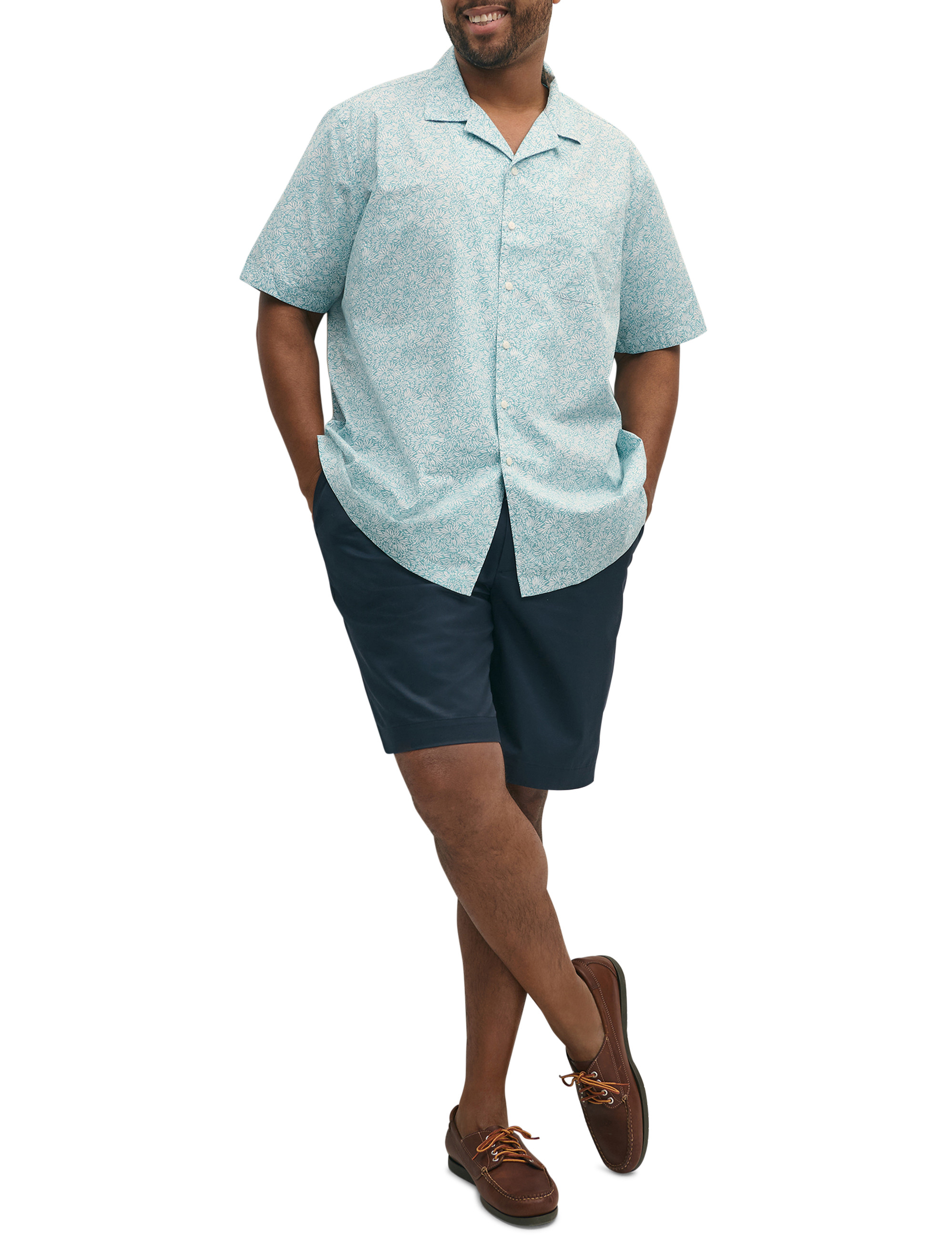 Non-Iron Leaf Print Sport Shirt