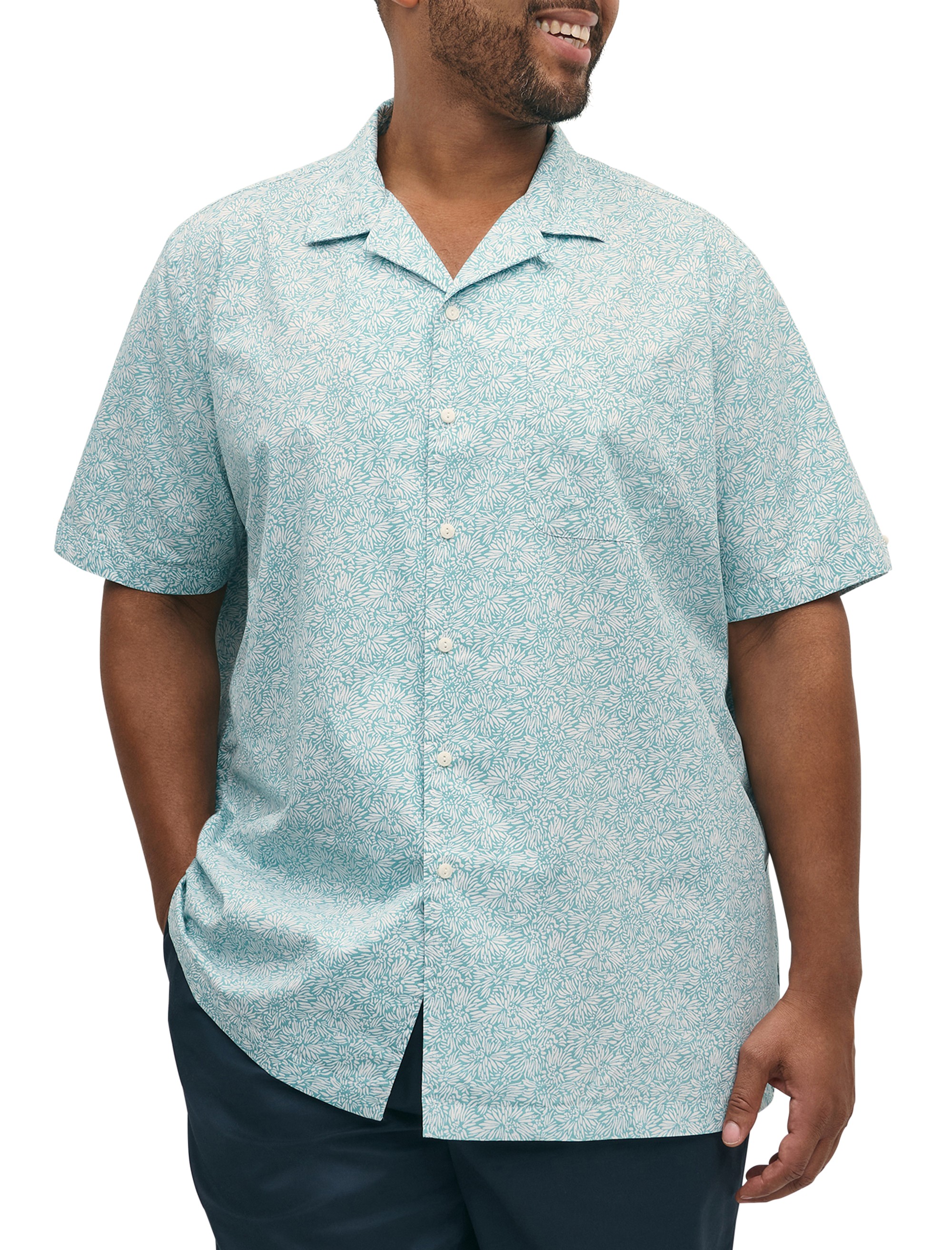 Non-Iron Leaf Print Sport Shirt