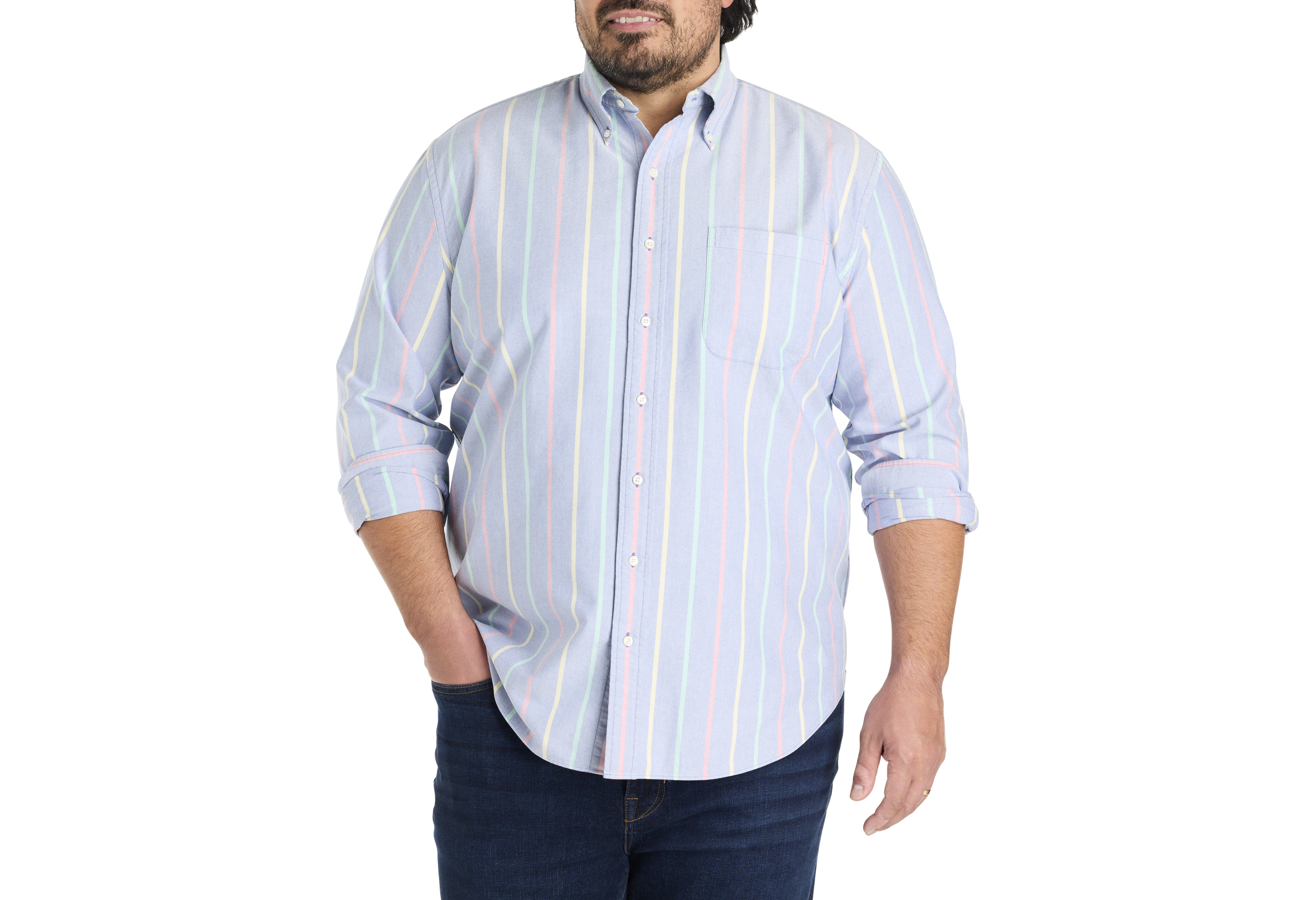 Non-Iron Striped Friday Oxford Sport Shirt