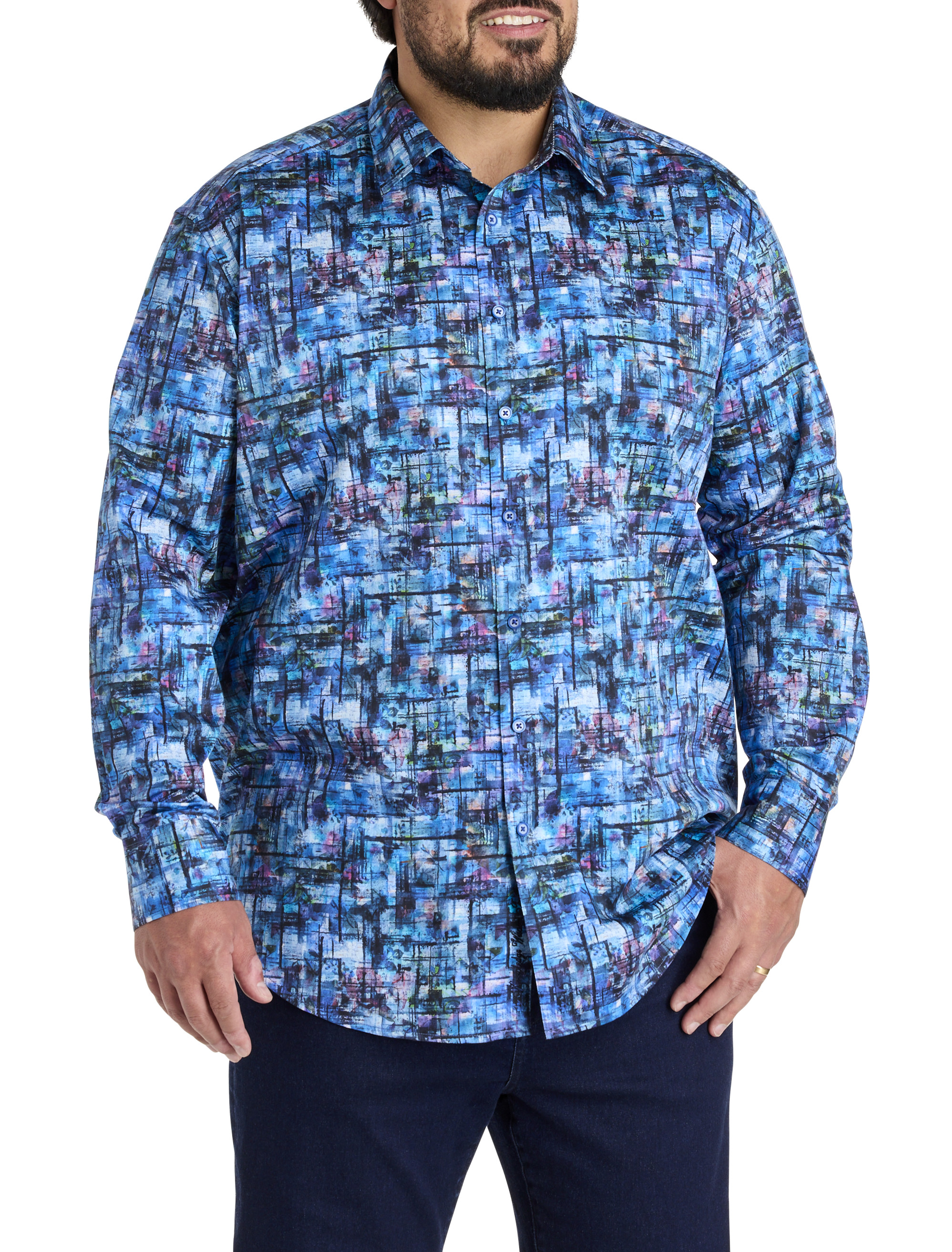 Multi Abstract Print Sport Shirt