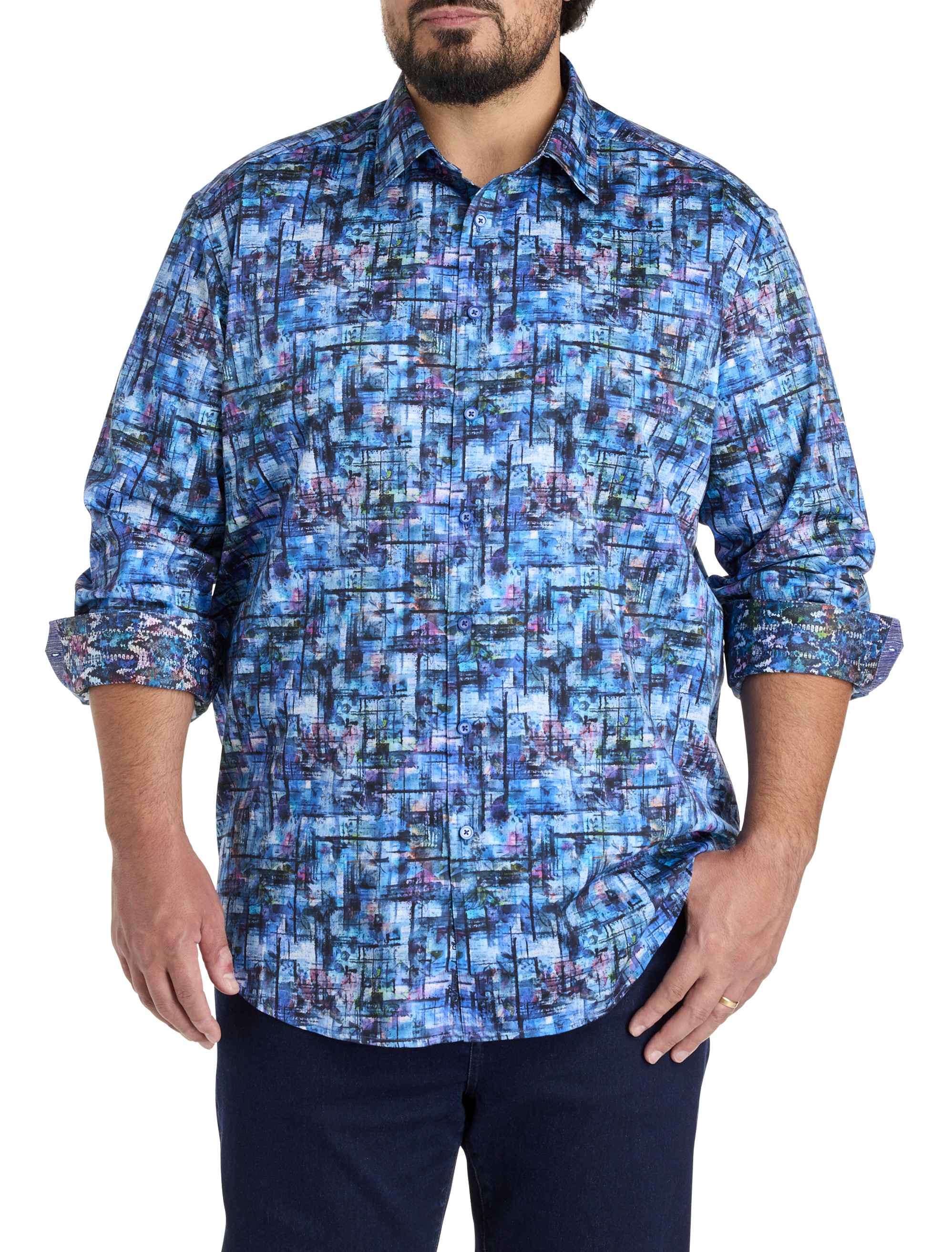 Multi Abstract Print Sport Shirt