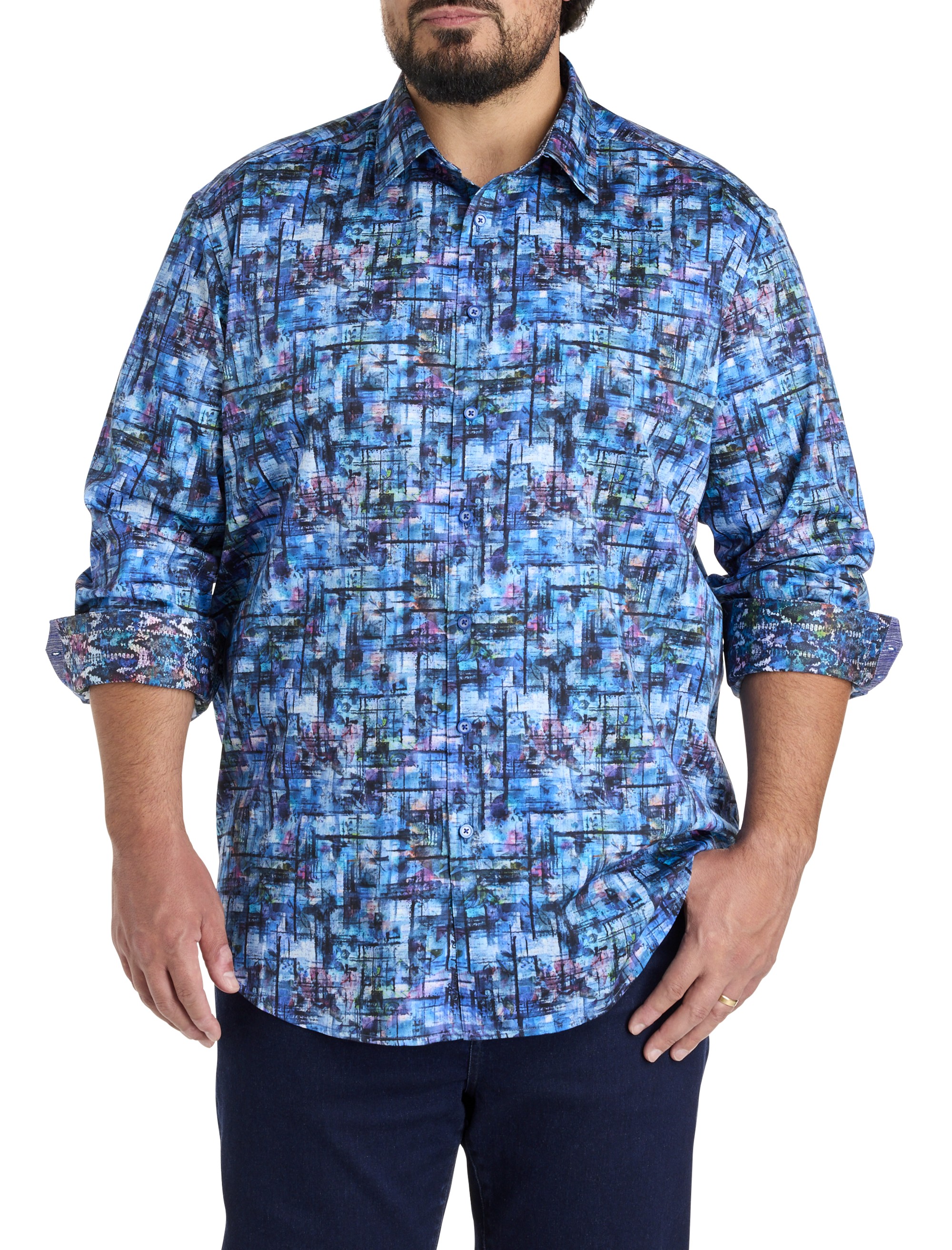 Multi Abstract Print Sport Shirt