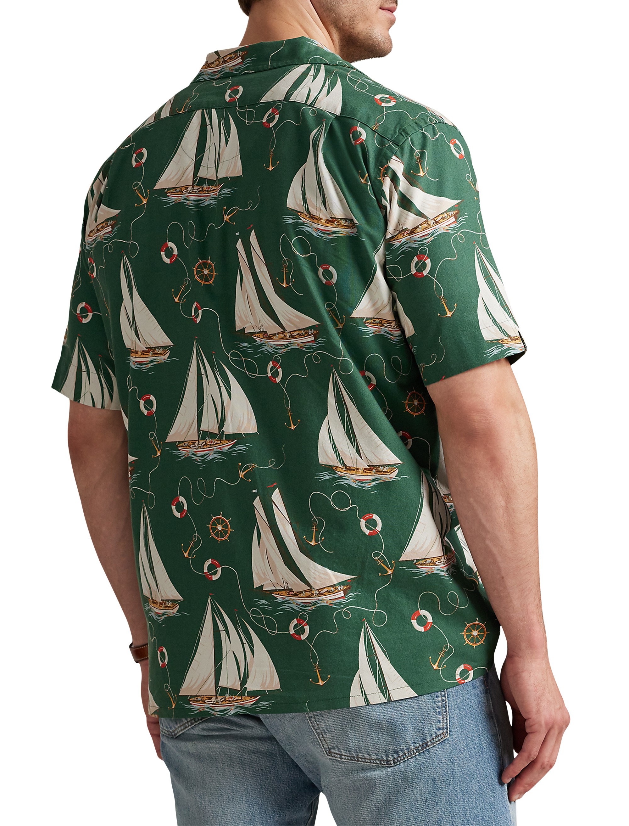 Sailboat-Print Oxford Camp Shirt - thumbnail 2
