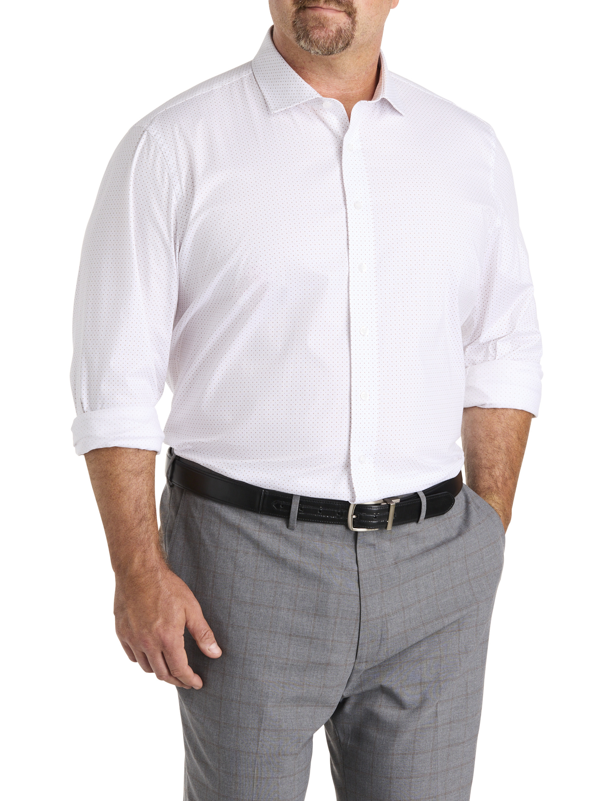 Wrinkle-Resistant Dot Patterned Dress Shirt