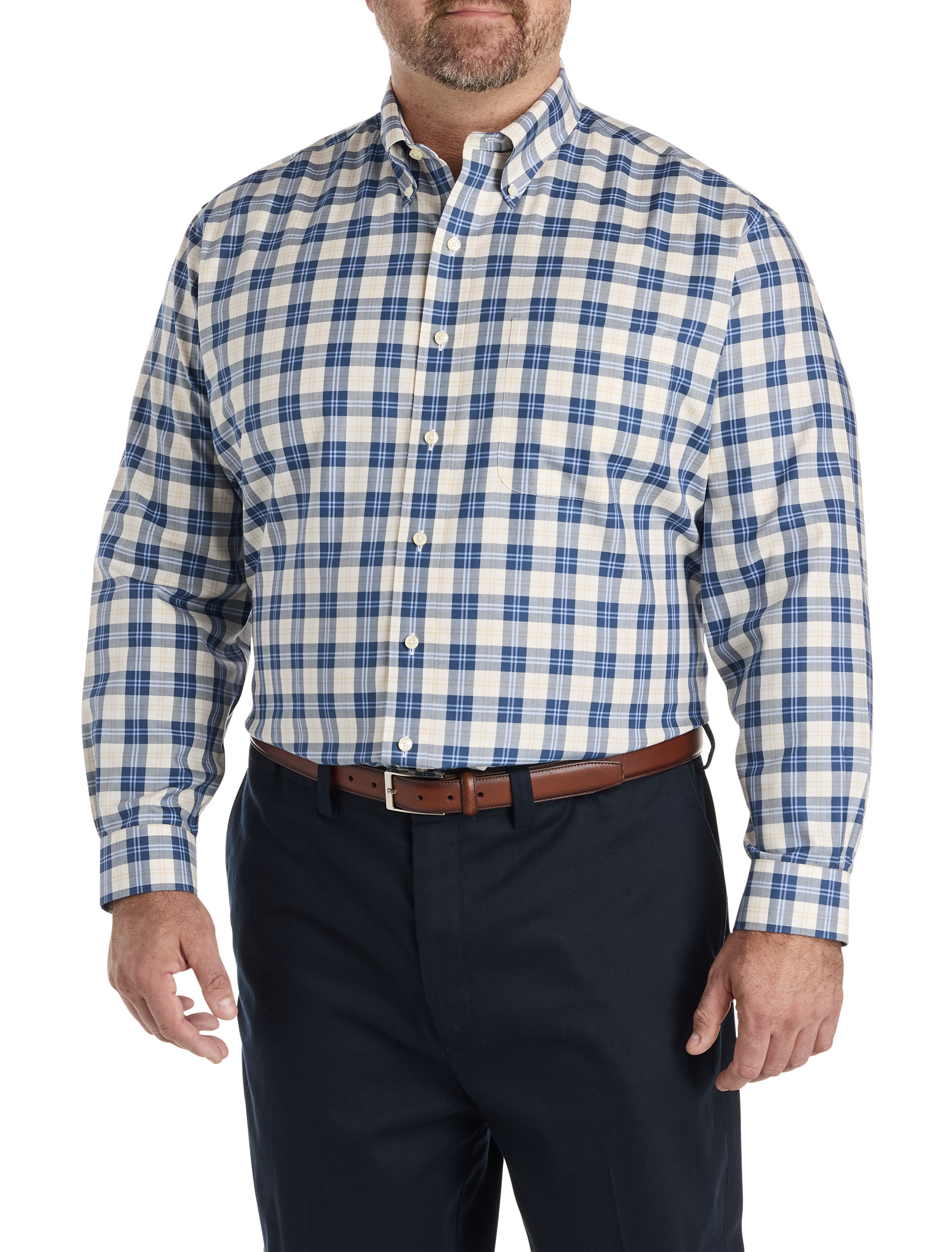 Non-Iron Plaid Twill Sport Shirt