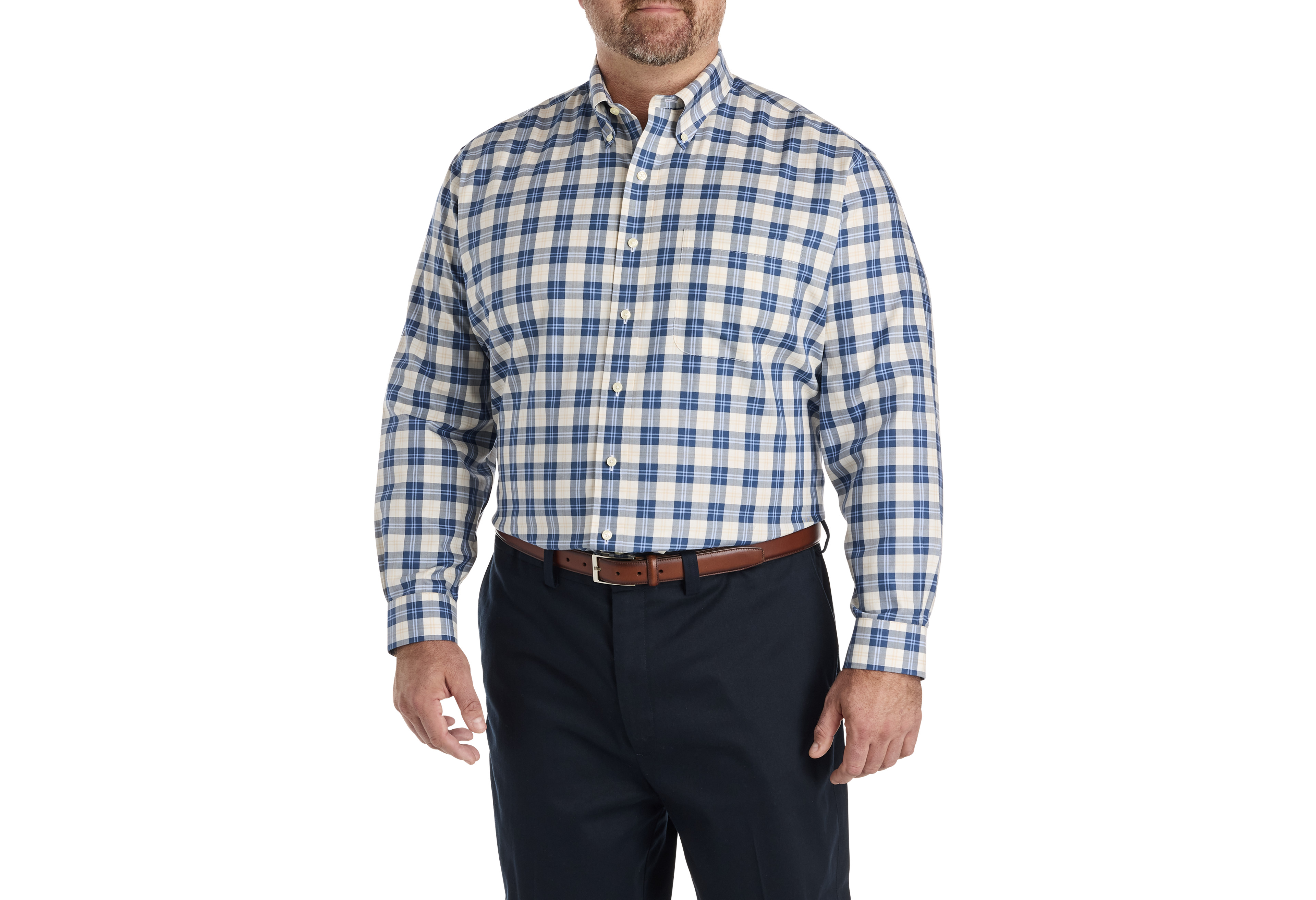Non-Iron Plaid Twill Sport Shirt