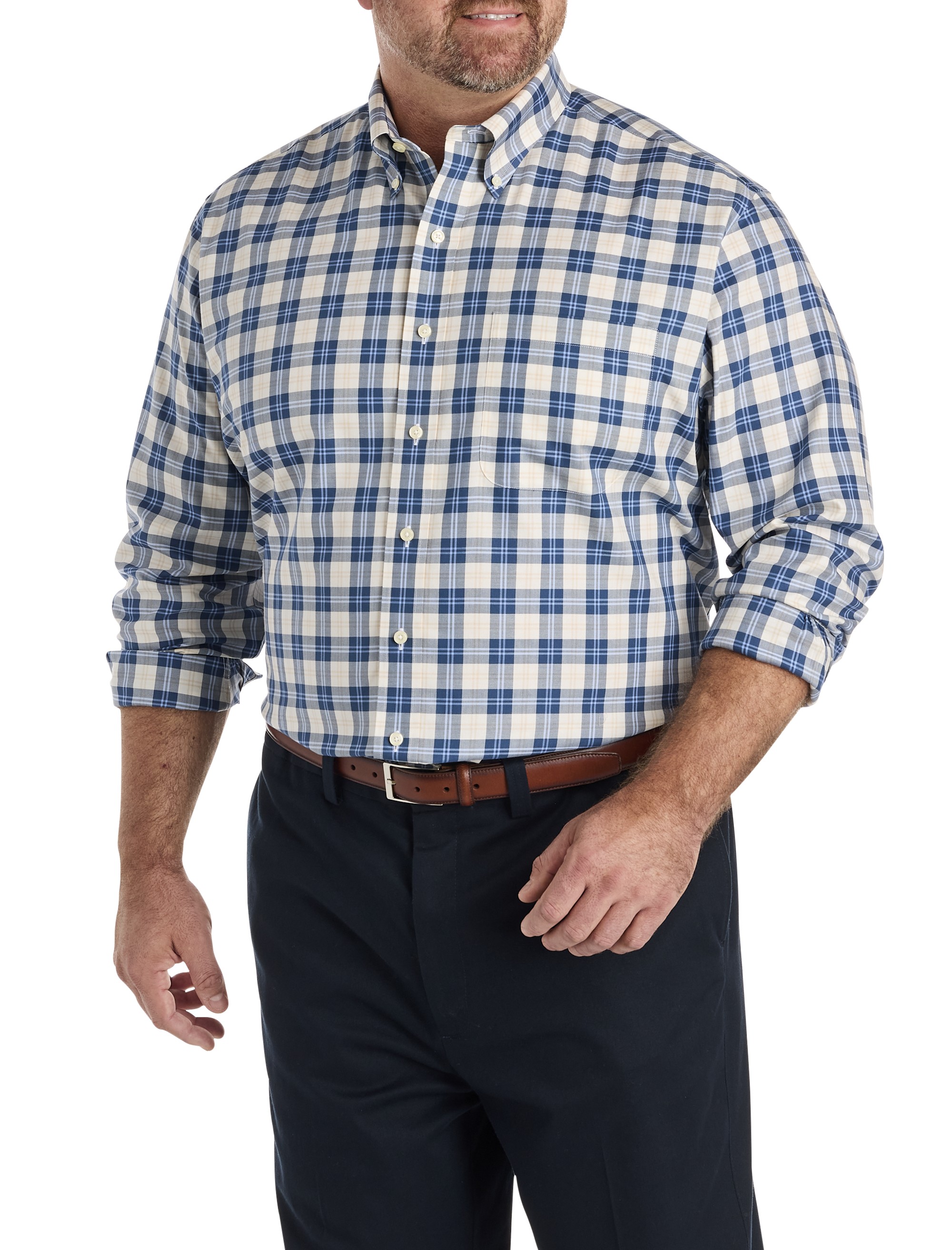 Non-Iron Plaid Twill Sport Shirt