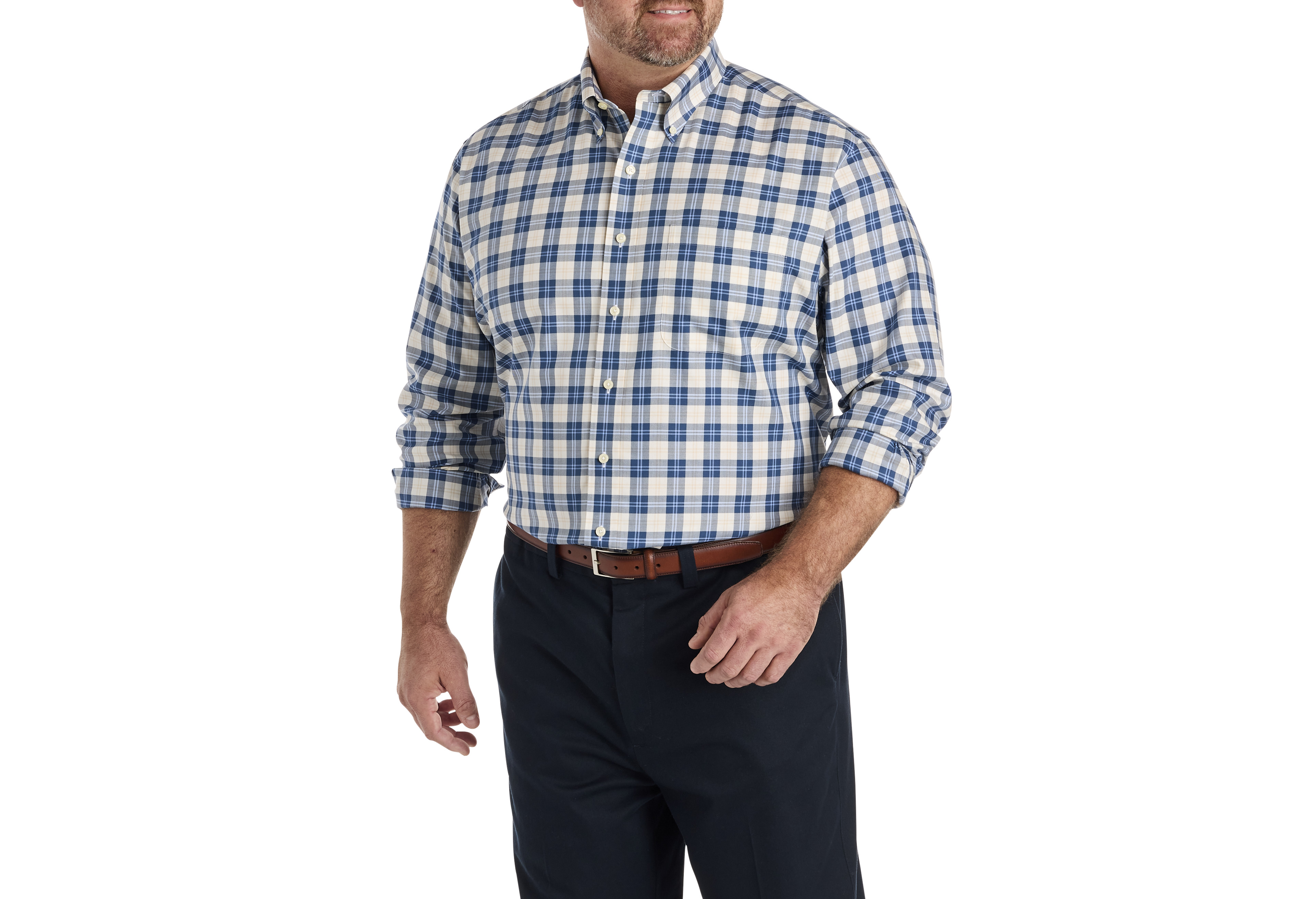 Non-Iron Plaid Twill Sport Shirt