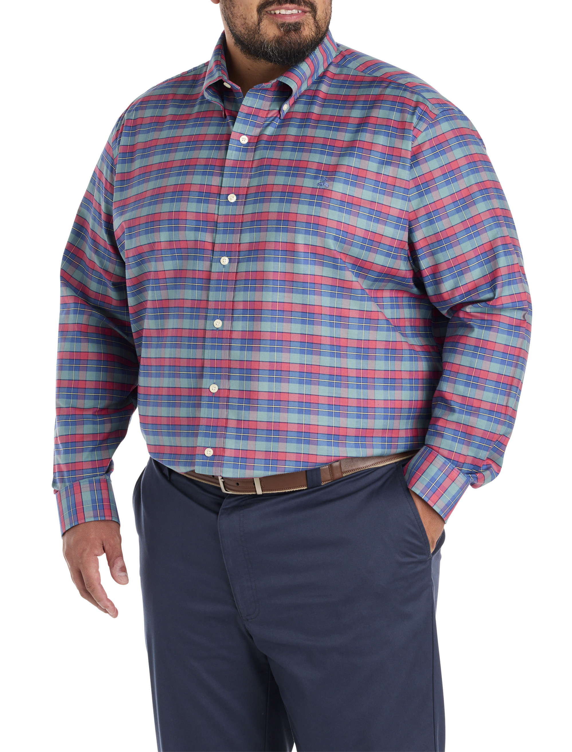 Non-Iron Oxford Plaid Sport Shirt
