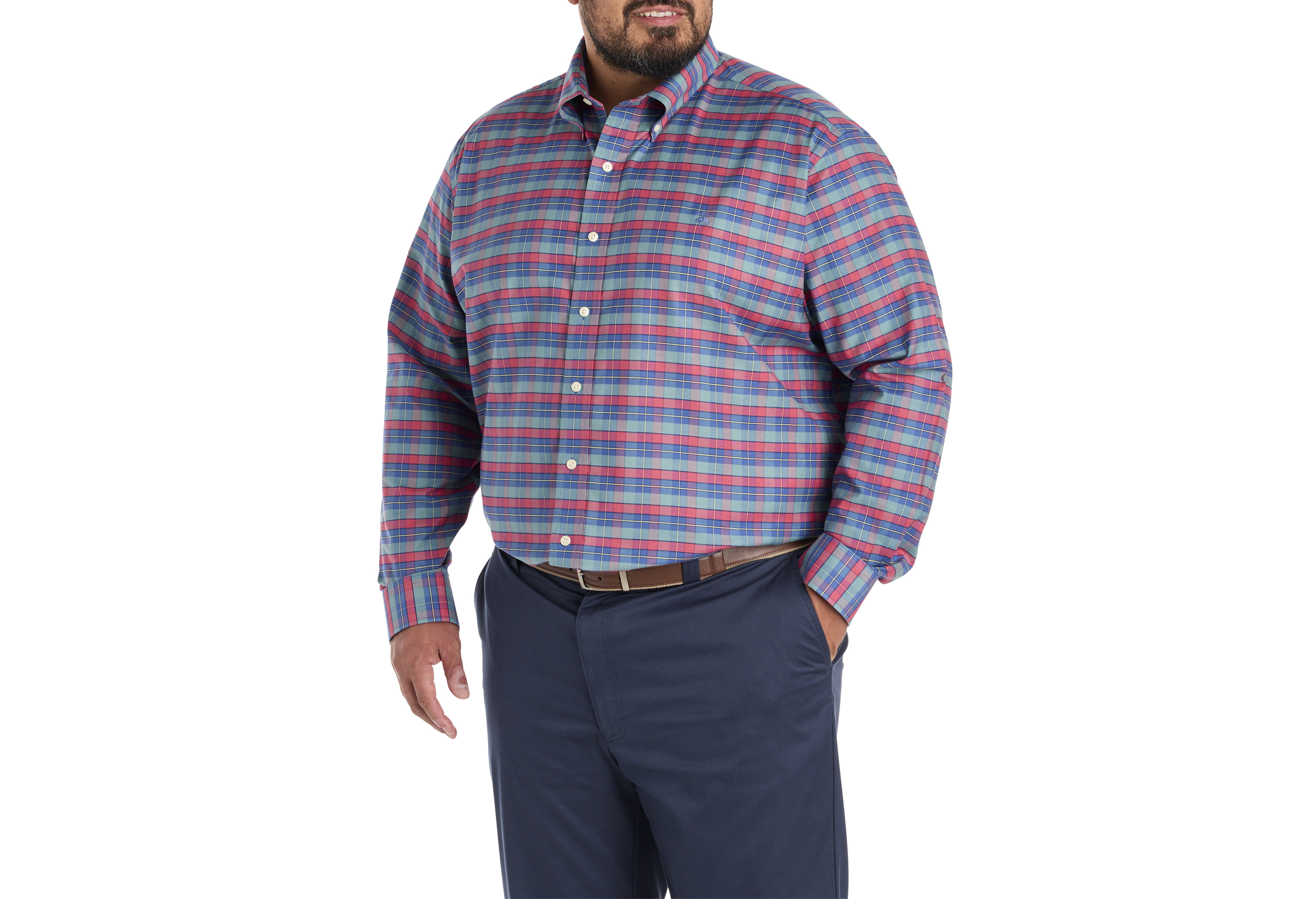Non-Iron Oxford Plaid Sport Shirt