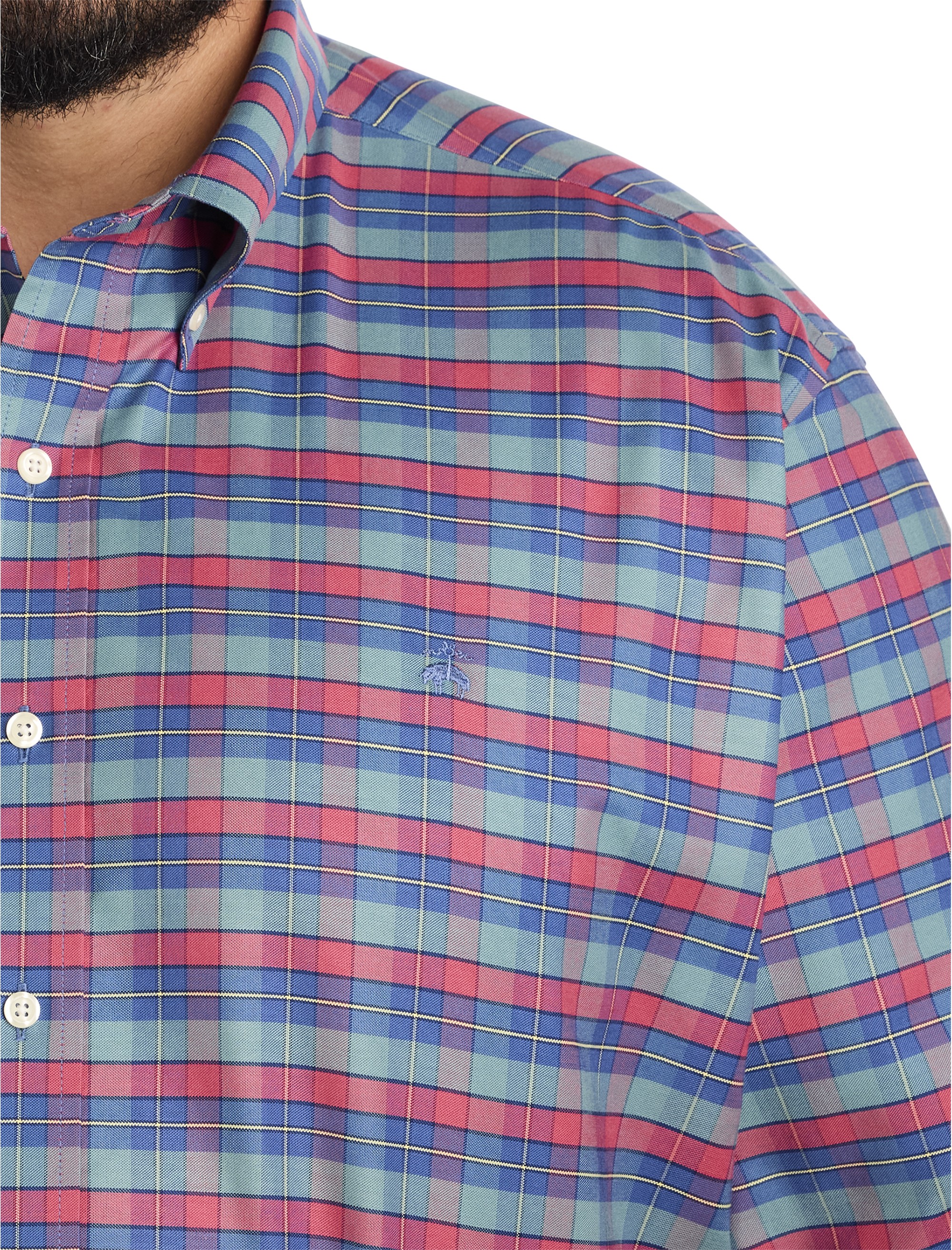 Non-Iron Oxford Plaid Sport Shirt - thumbnail 3