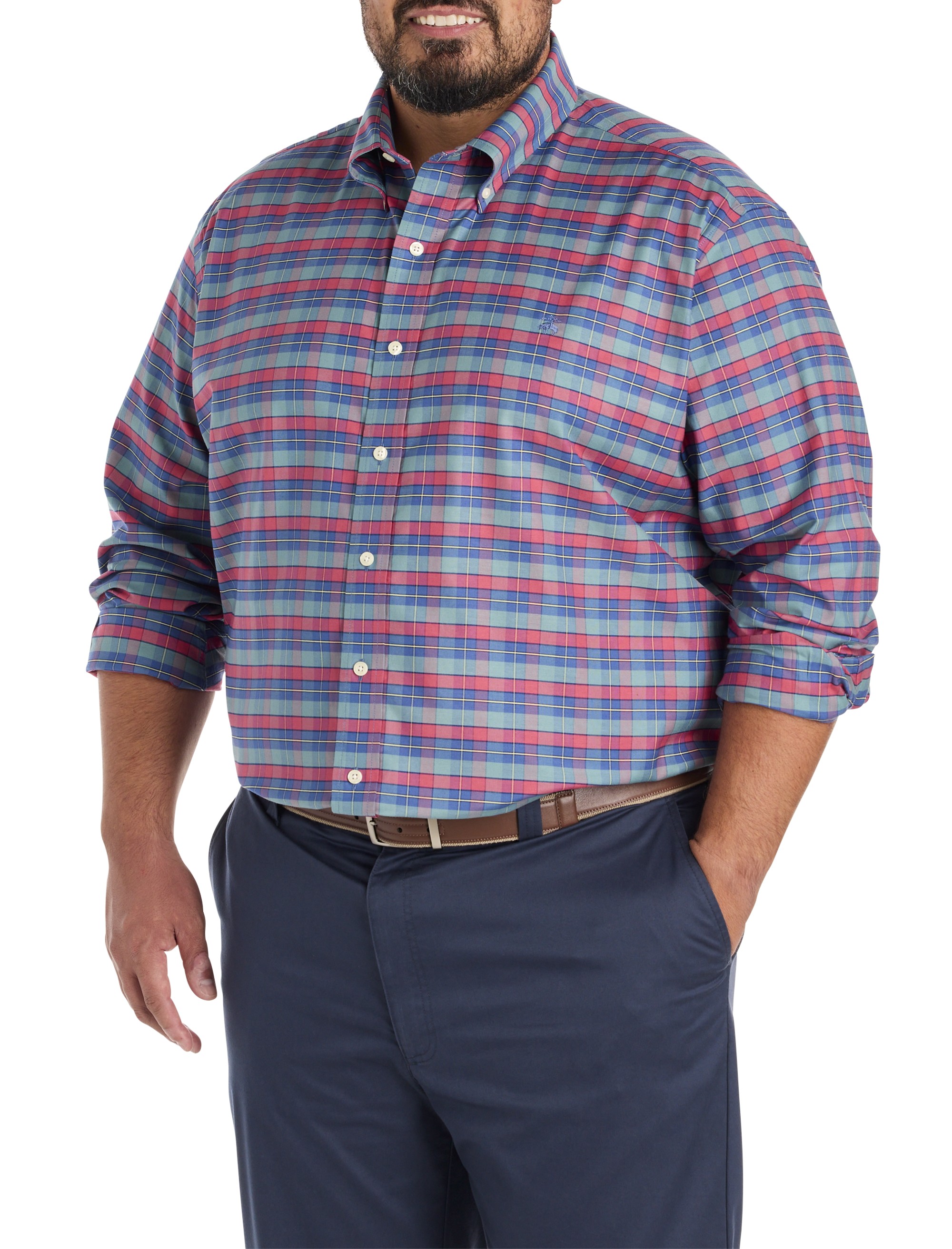 Non-Iron Oxford Plaid Sport Shirt