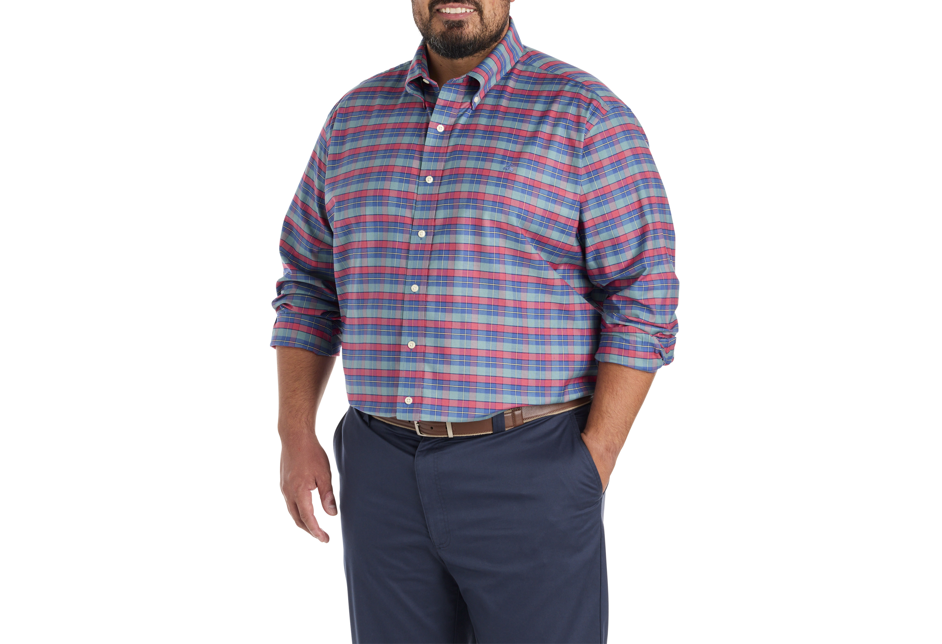 Non-Iron Oxford Plaid Sport Shirt