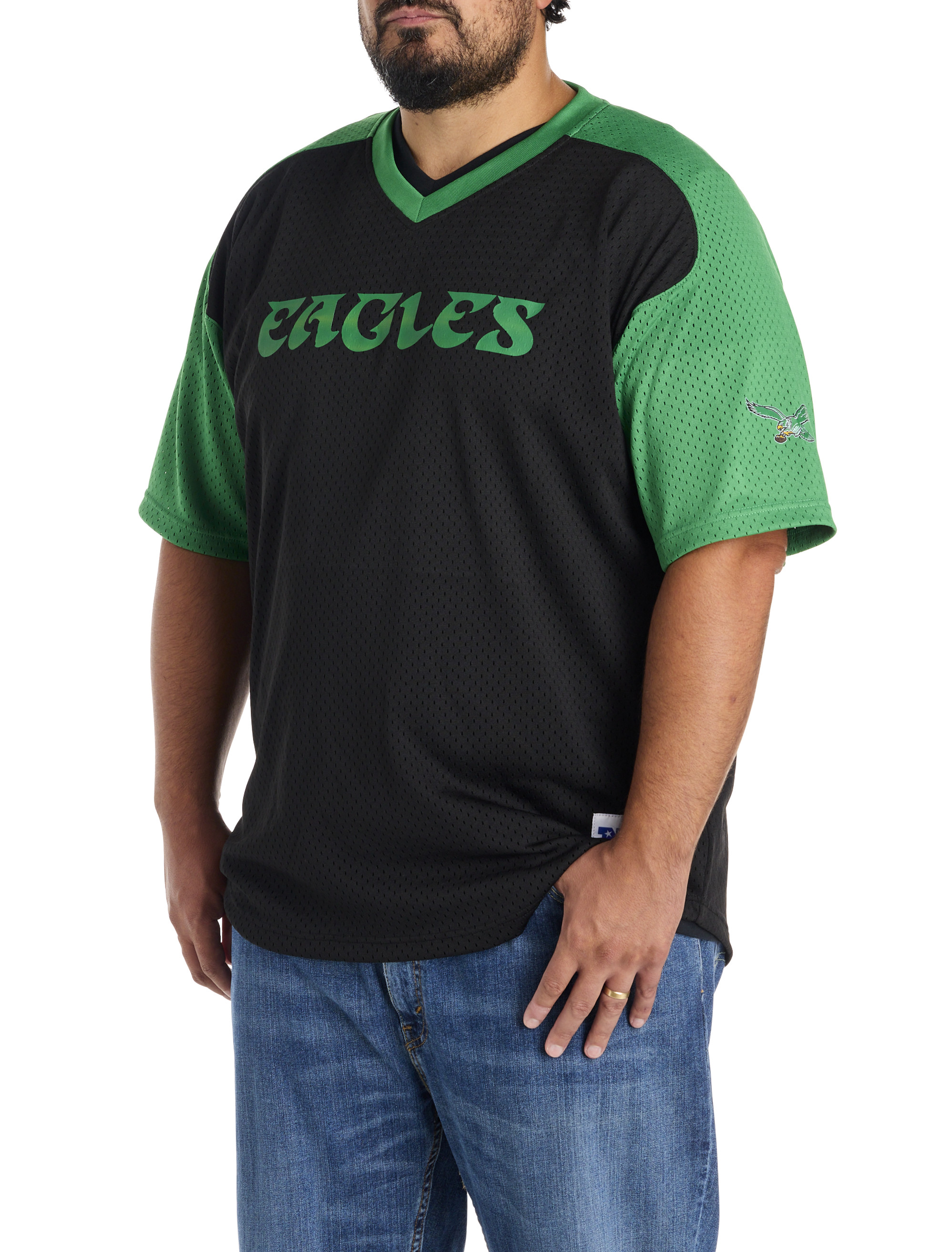 Big + Tall | NFL Colorblocked V-Neck Mesh Jersey | DXL