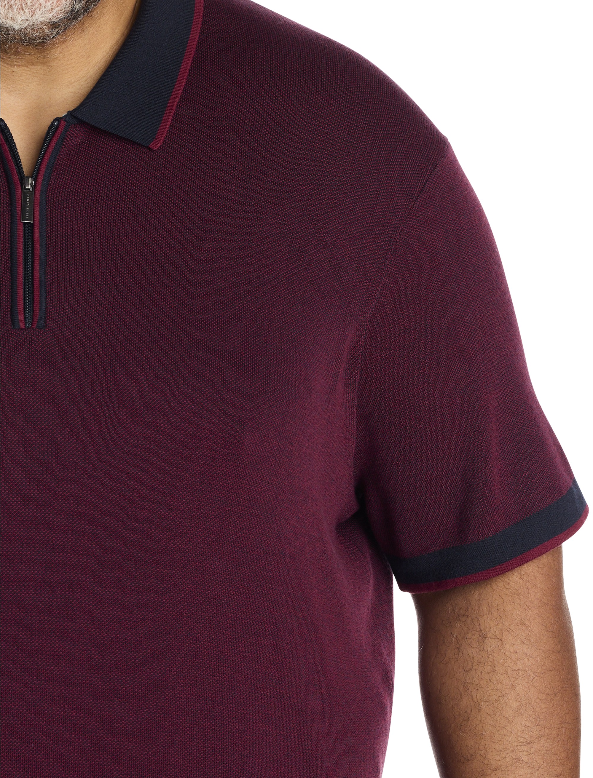 Colorblocked Stitched Sweater Polo - thumbnail 2