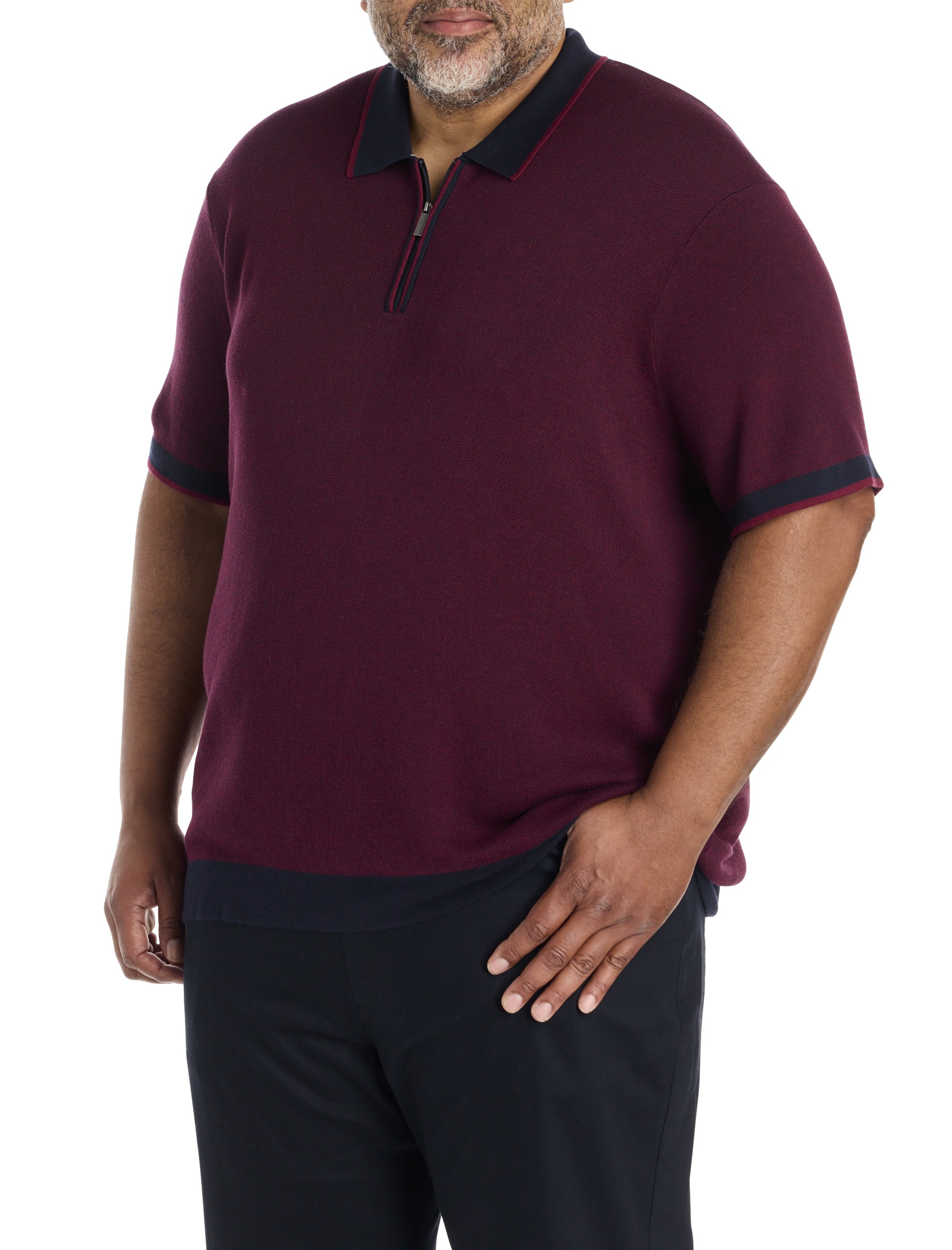 Colorblocked Stitched Sweater Polo