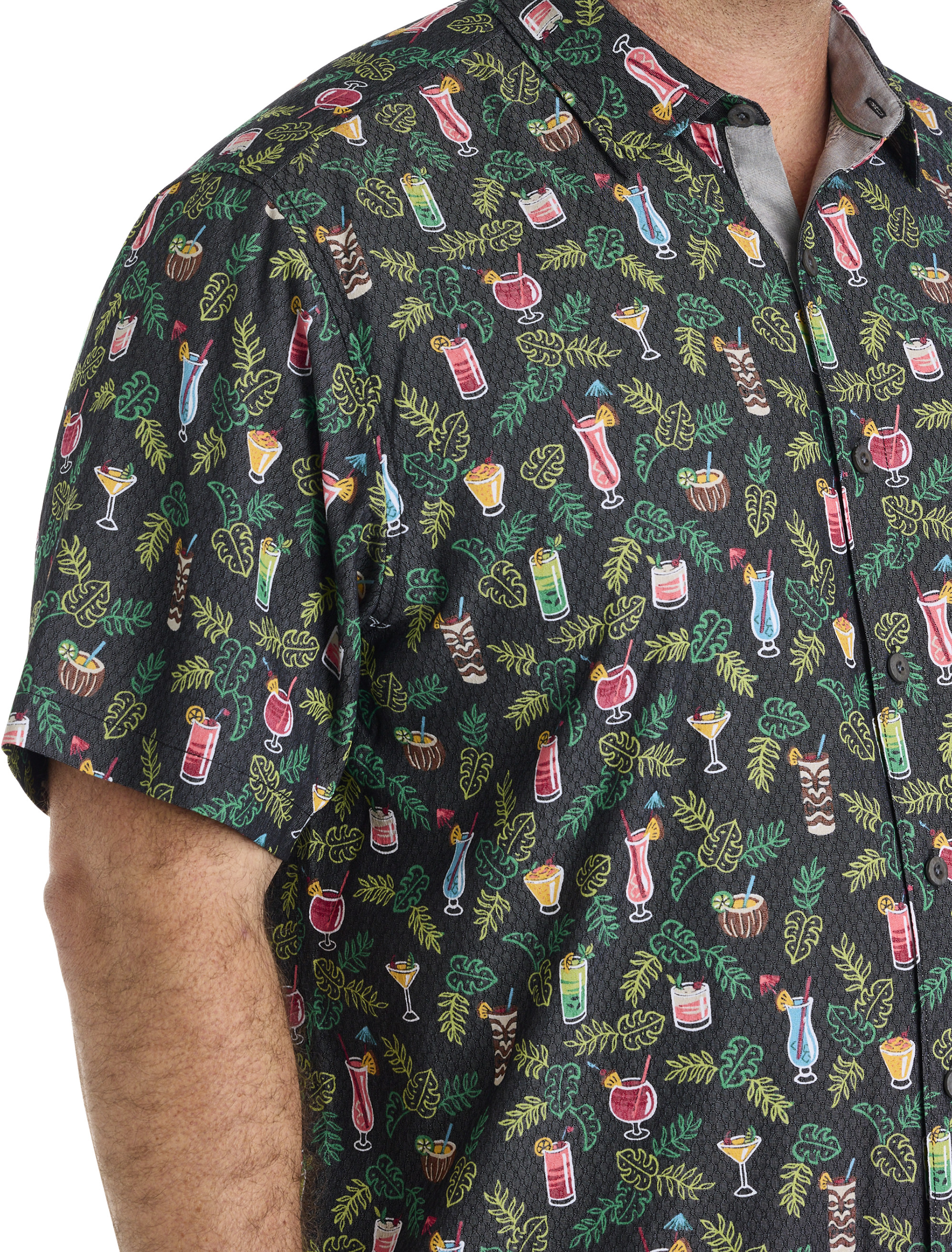 Coastal Ease Midnight Mohito Cocktail Print IslandZone® Sport Shirt