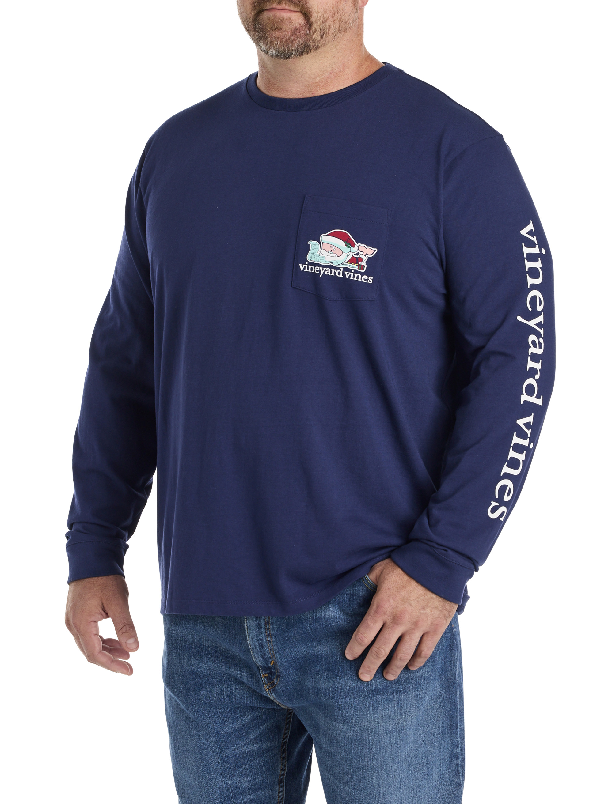 Santa Whale Long-Sleeve Pocket T-Shirt